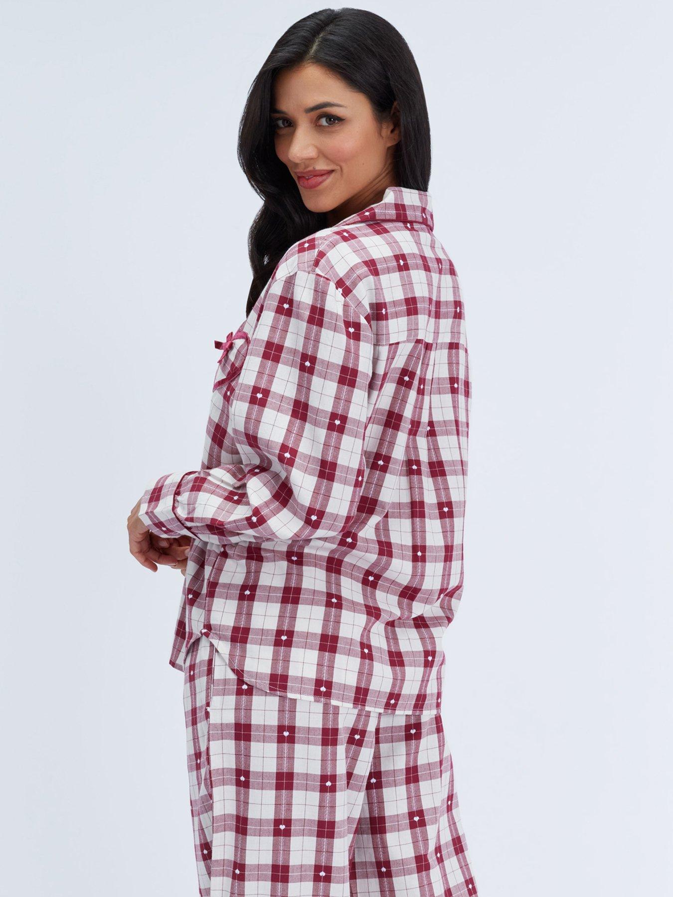 Image 2 of 6 of Boux Avenue Boux Avenue Check Pocket Cotton Pj Set - Burgundy
