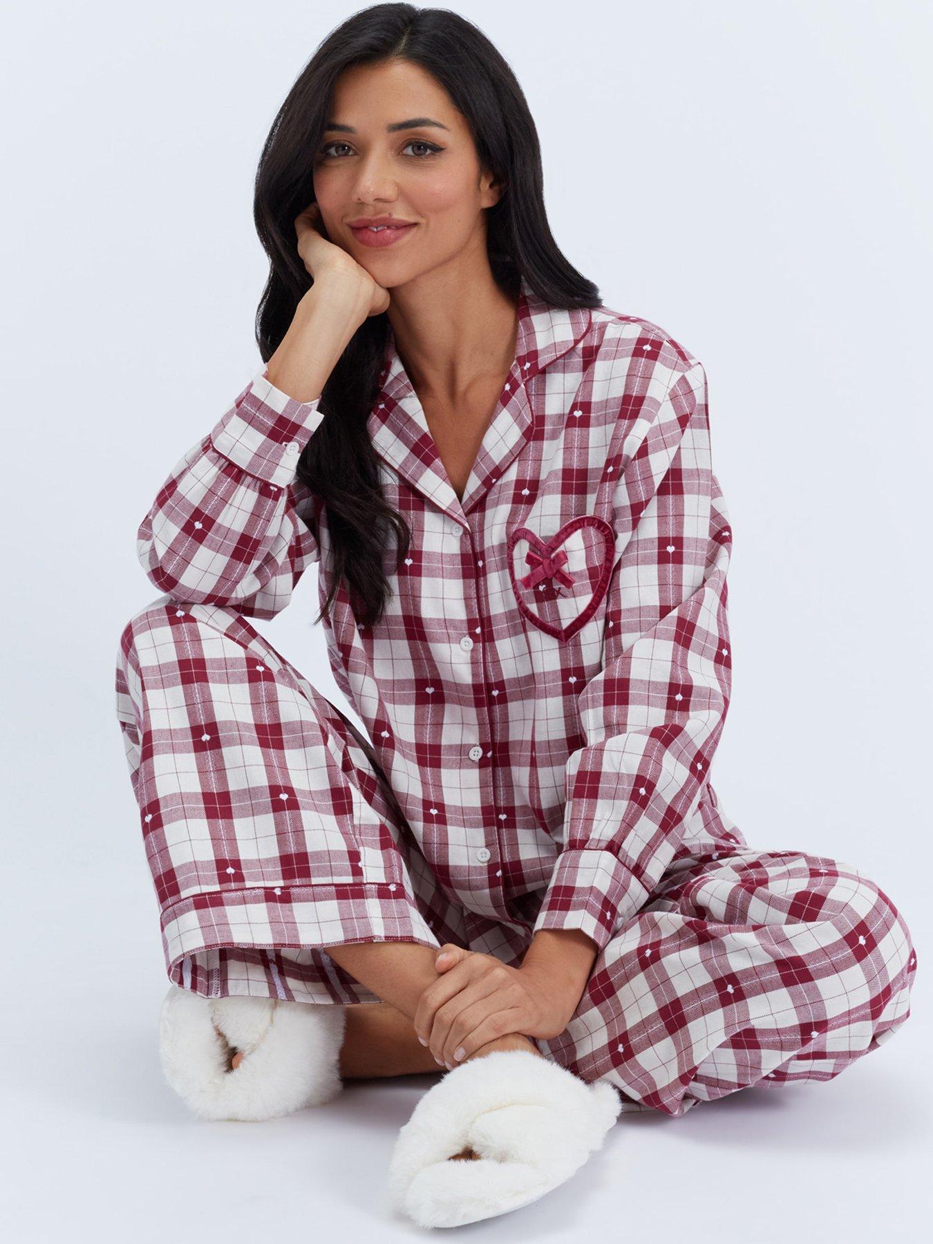 Image 3 of 6 of Boux Avenue Boux Avenue Check Pocket Cotton Pj Set - Burgundy