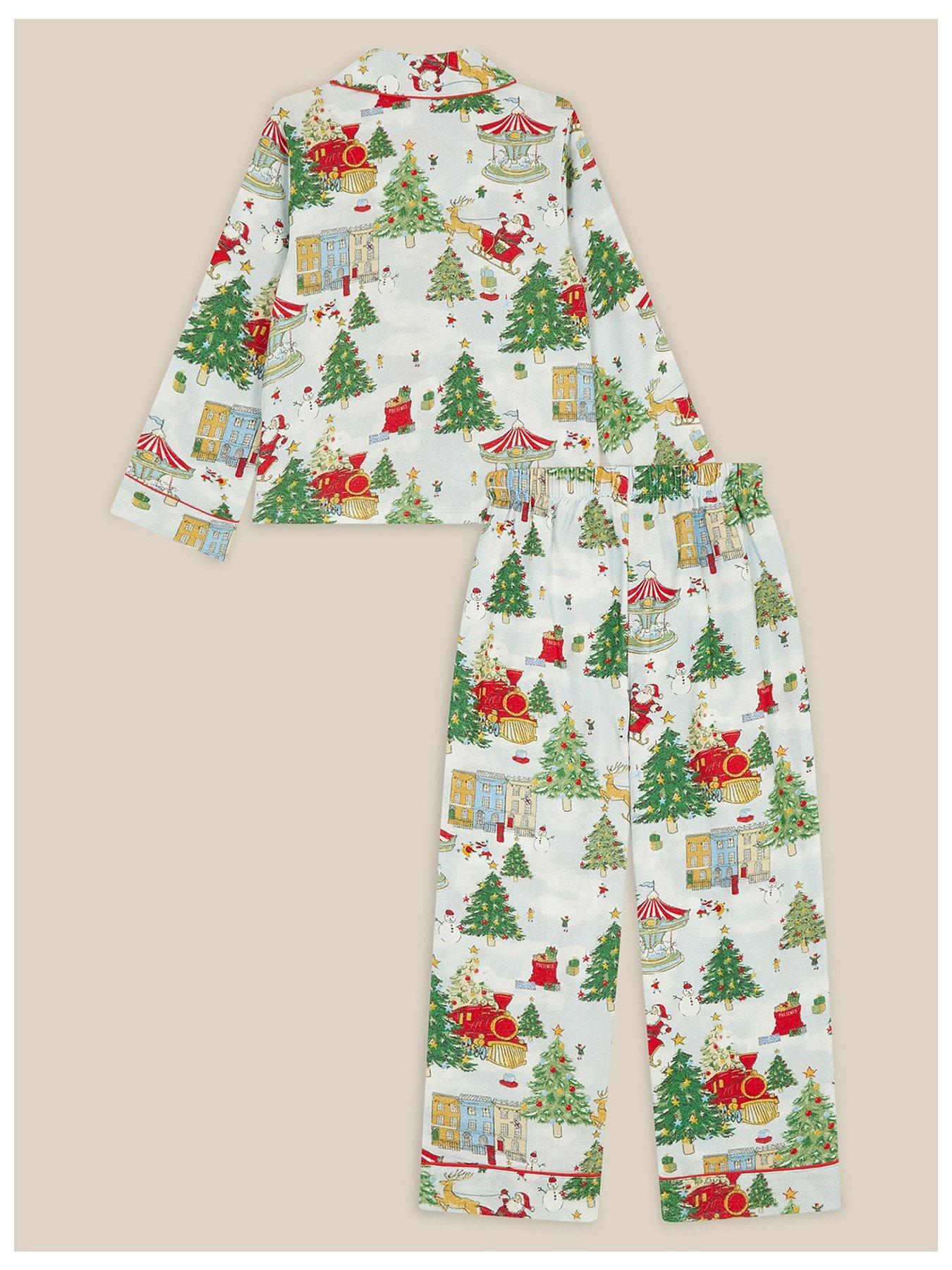 Image 2 of 4 of Monsoon Boys Vintage Christmas Button Through Pyjamas - Light Cream