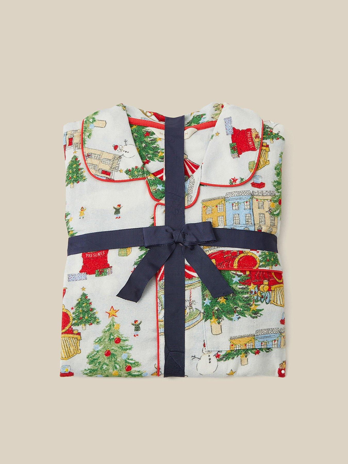 Image 4 of 4 of Monsoon Boys Vintage Christmas Button Through Pyjamas - Light Cream