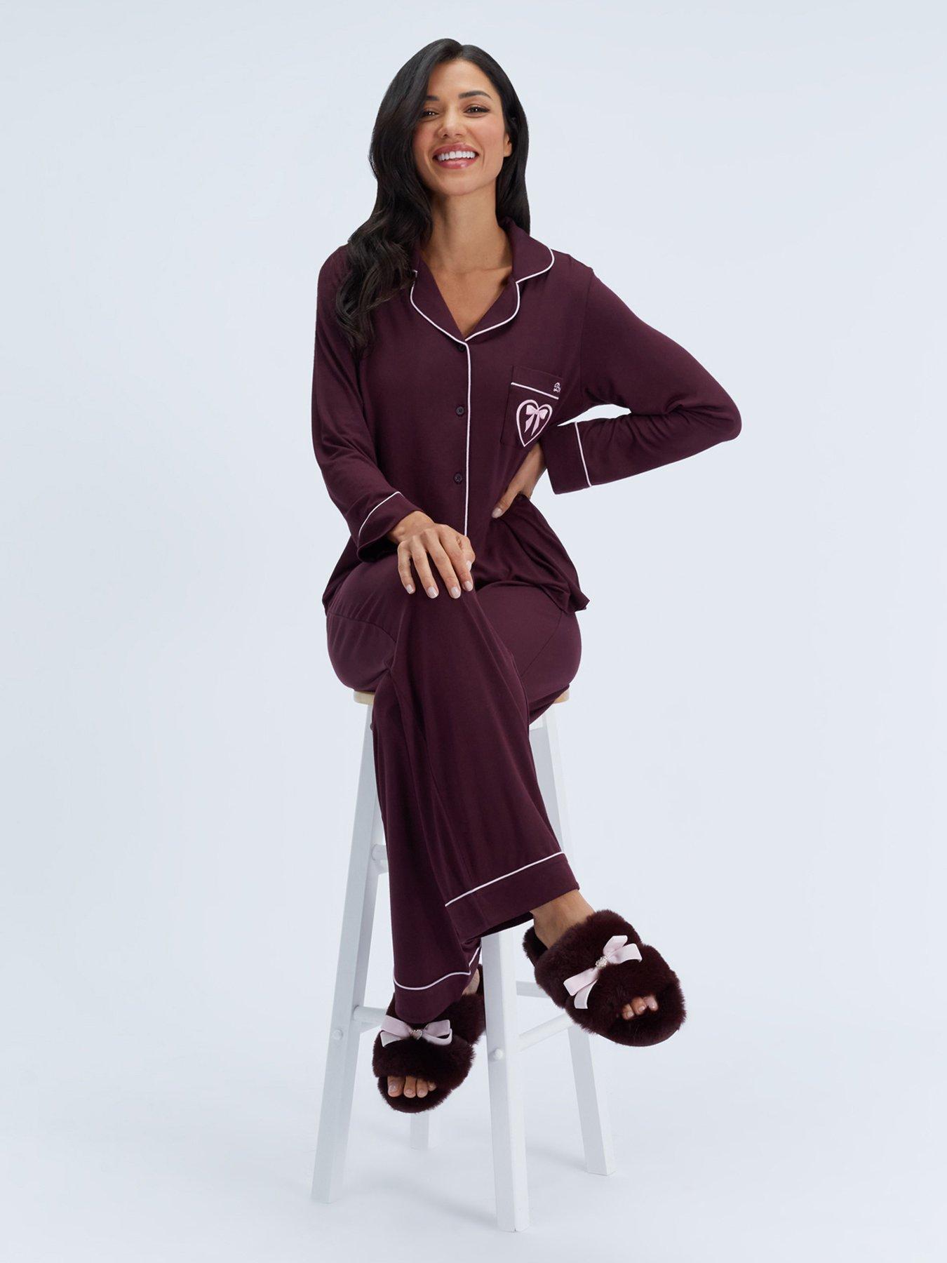 Image 3 of 6 of Boux Avenue Boux Avenue Modal Piped Pyjama Set - Blackberry