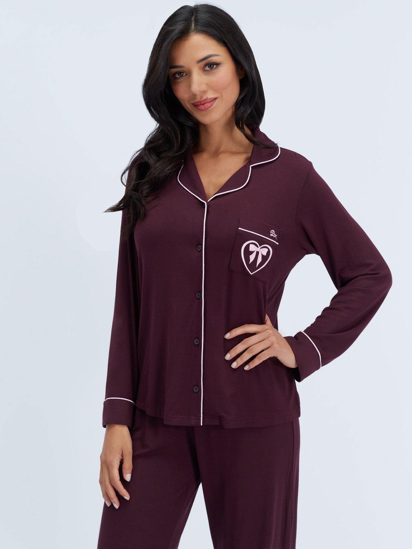 Image 5 of 6 of Boux Avenue Boux Avenue Modal Piped Pyjama Set - Blackberry