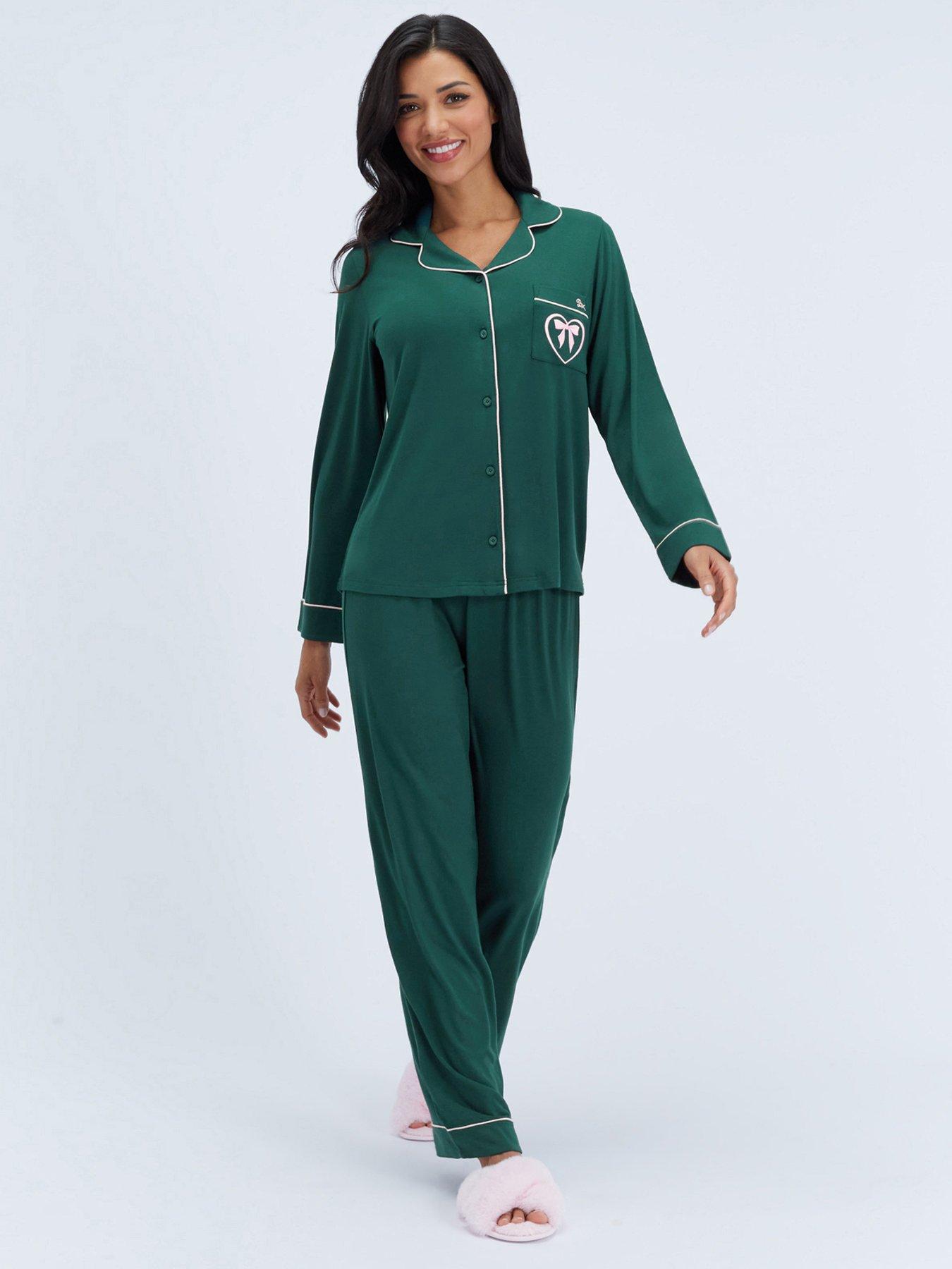 Image 1 of 5 of Boux Avenue Boux Avenue Modal Piped Pyjama Set - Deep Green