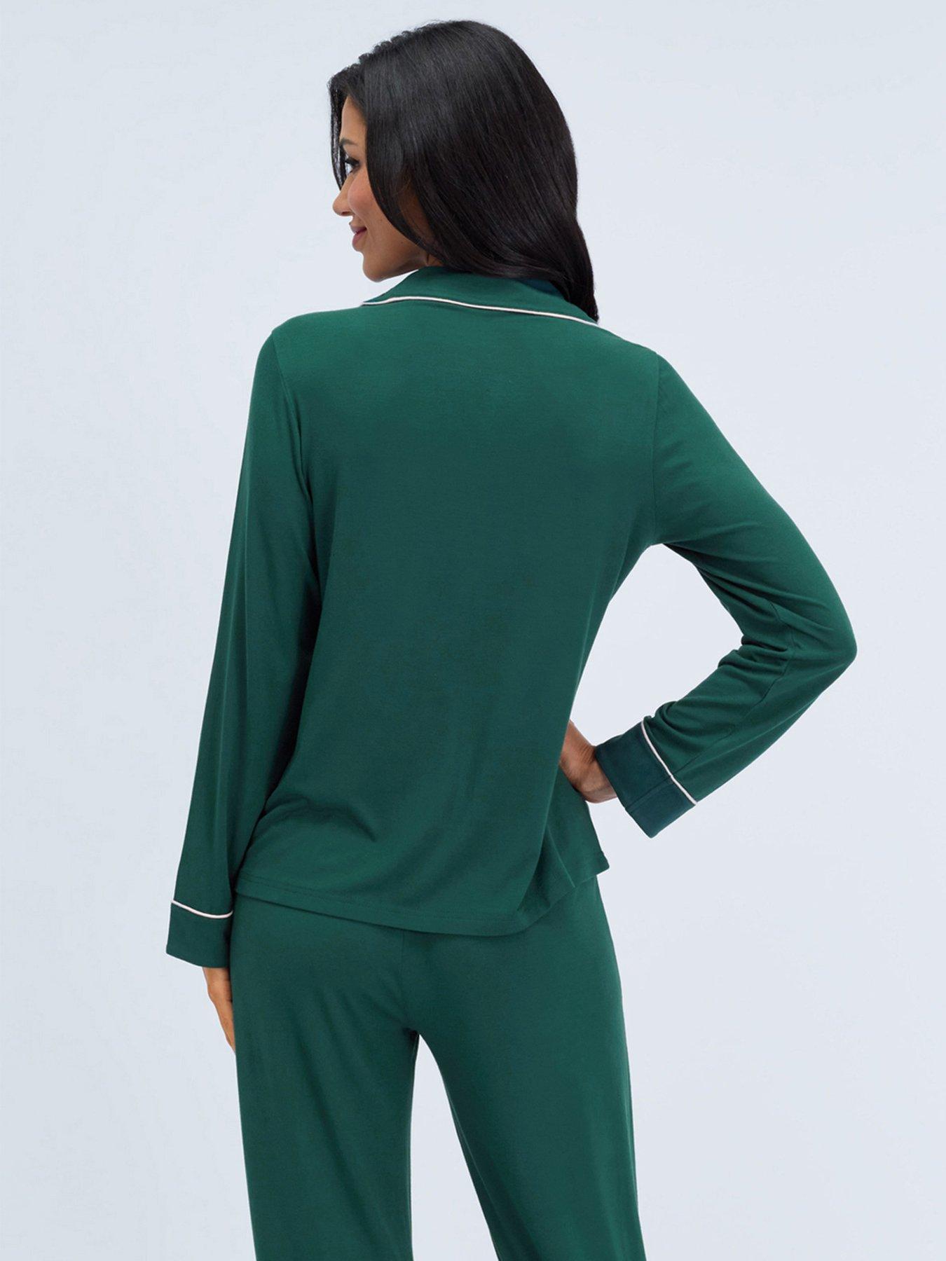 Image 2 of 5 of Boux Avenue Boux Avenue Modal Piped Pyjama Set - Deep Green