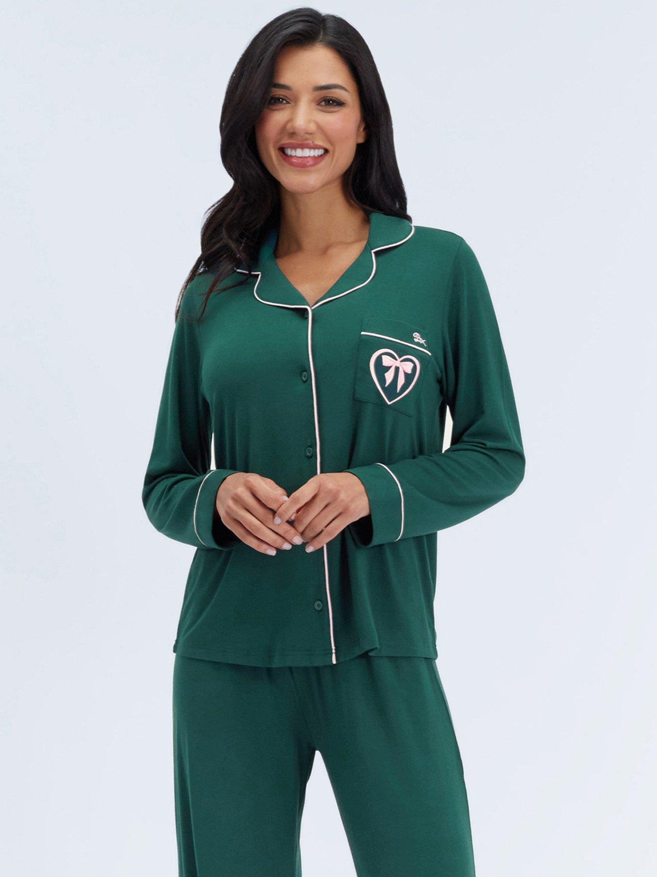 Image 3 of 5 of Boux Avenue Boux Avenue Modal Piped Pyjama Set - Deep Green