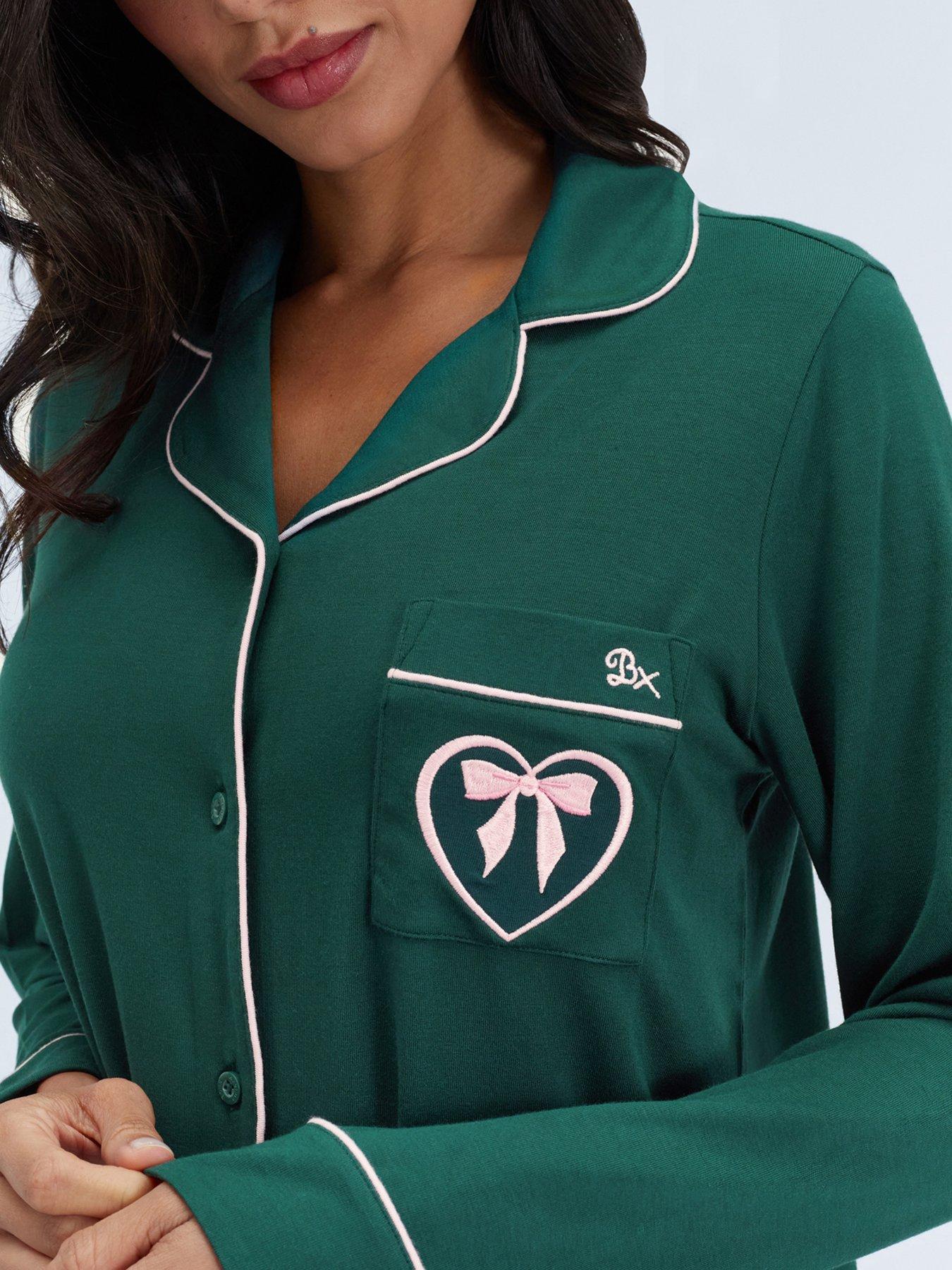 Image 5 of 5 of Boux Avenue Boux Avenue Modal Piped Pyjama Set - Deep Green