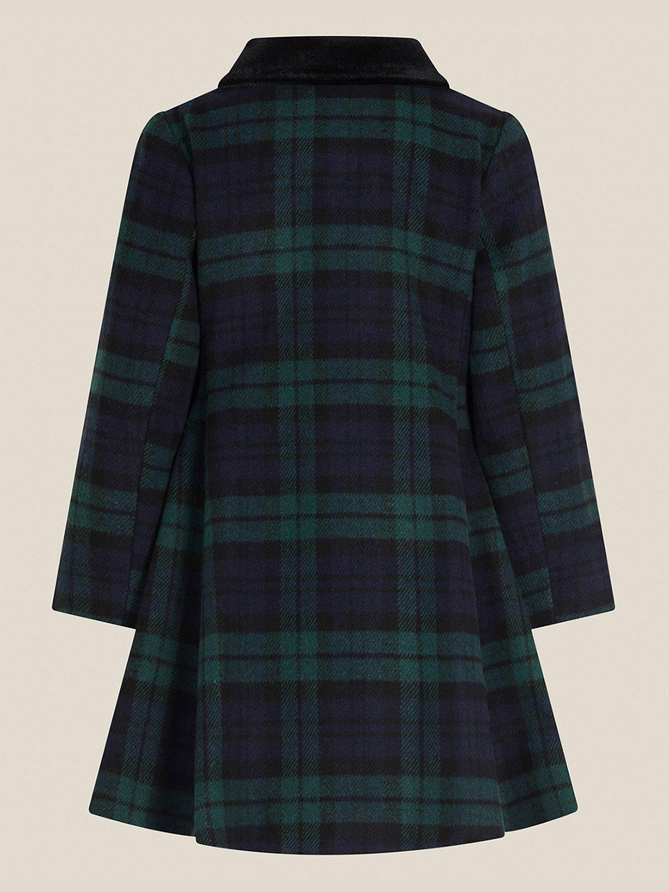 Image 3 of 4 of Monsoon Girls Smart Charlotte Check Dress Coat - Green