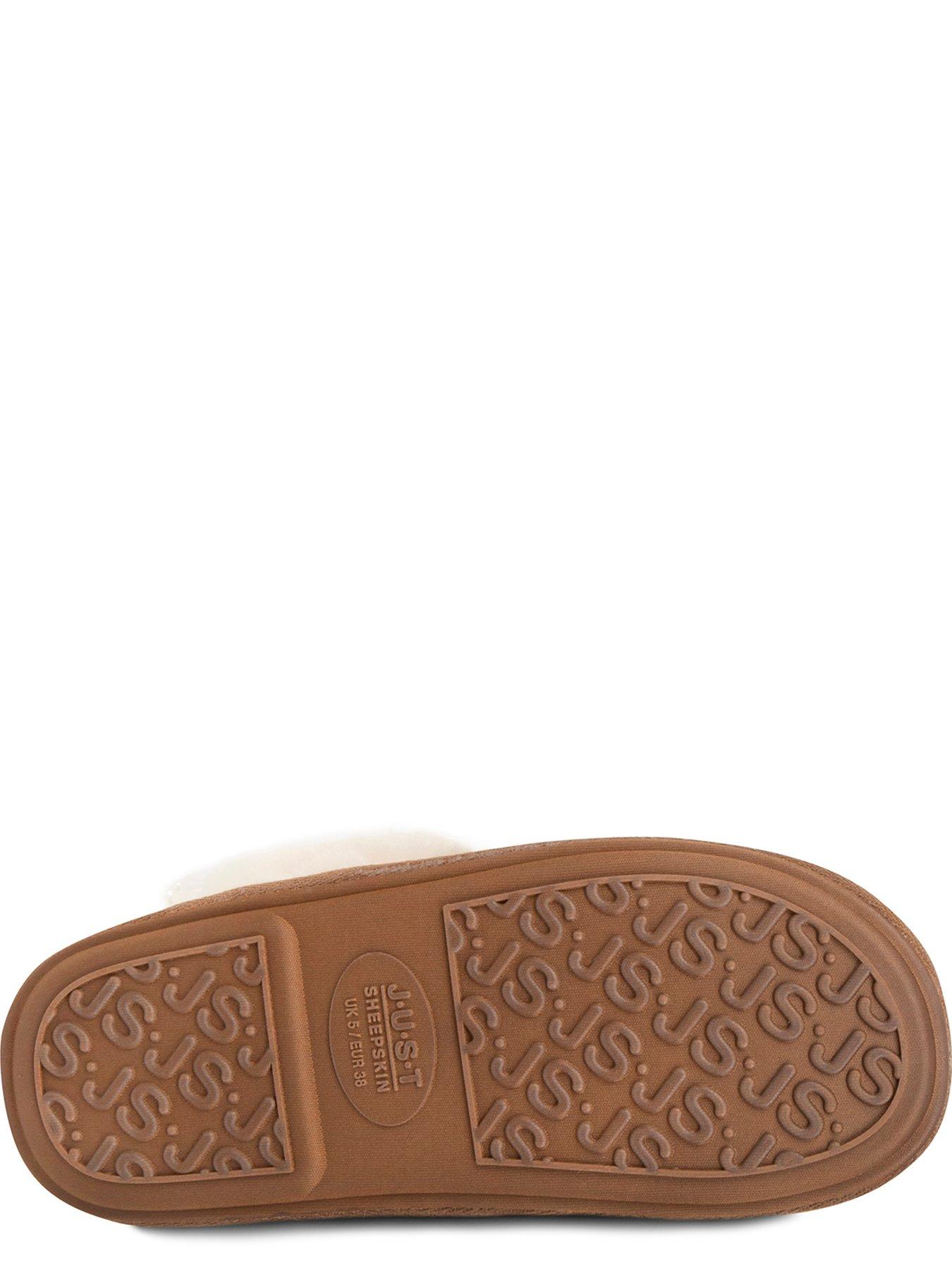 Image 4 of 5 of Just Sheepskin Womens Duchess Sheepskin Lined Slip-On Mule Slippers - Brown