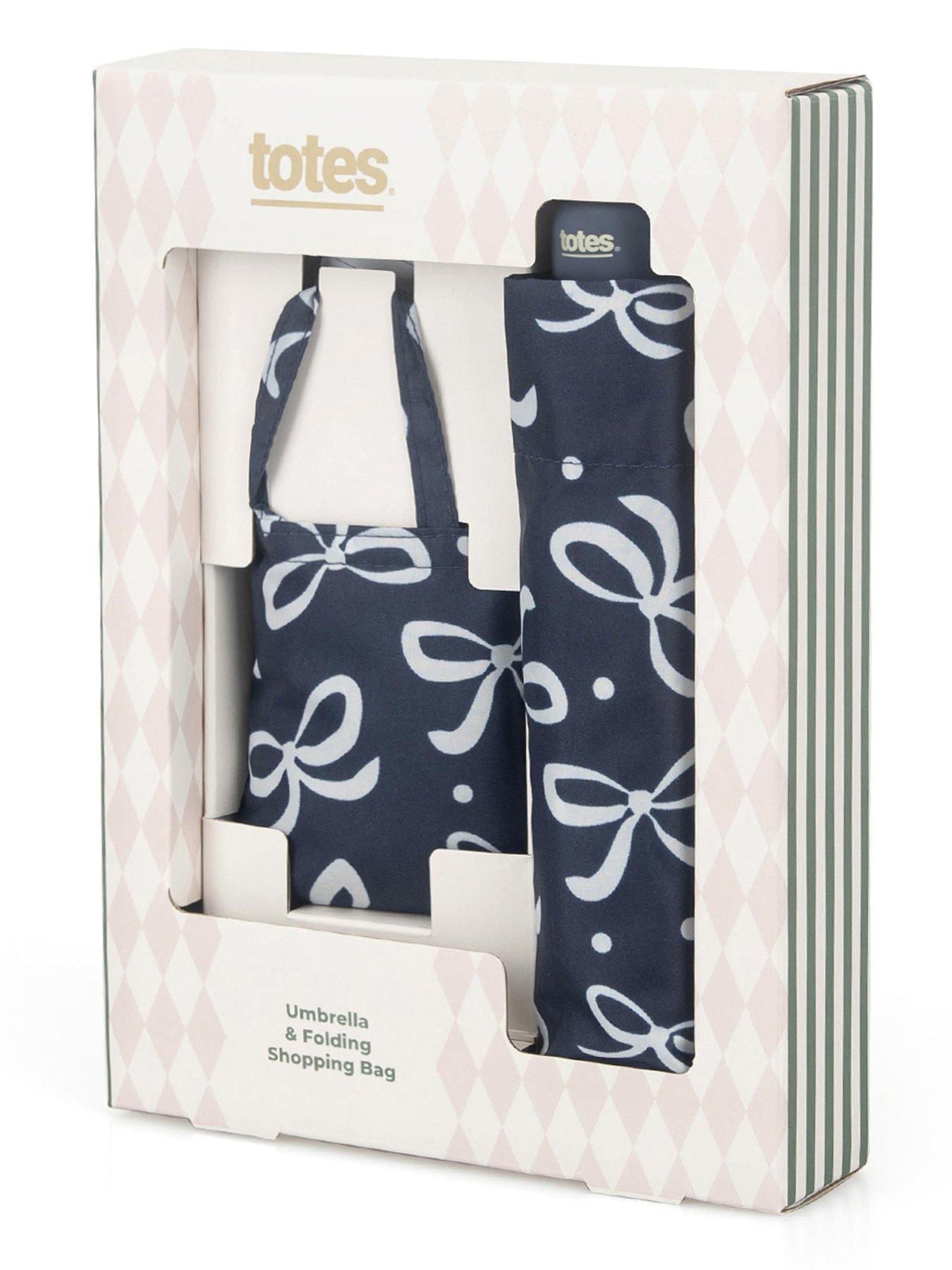 Image 4 of 4 of TOTES Totes Womens Umbrella &amp; Shopper Bag Gift Set - Dog/navy Bow