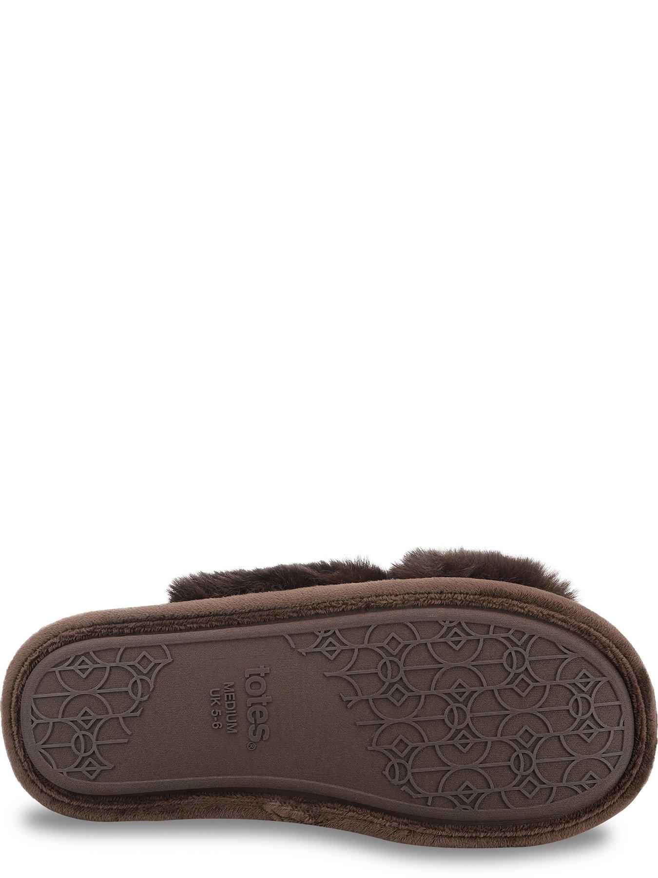 Image 3 of 5 of TOTES Totes Crossover Faux Fur Slider Slippers - Chocolate