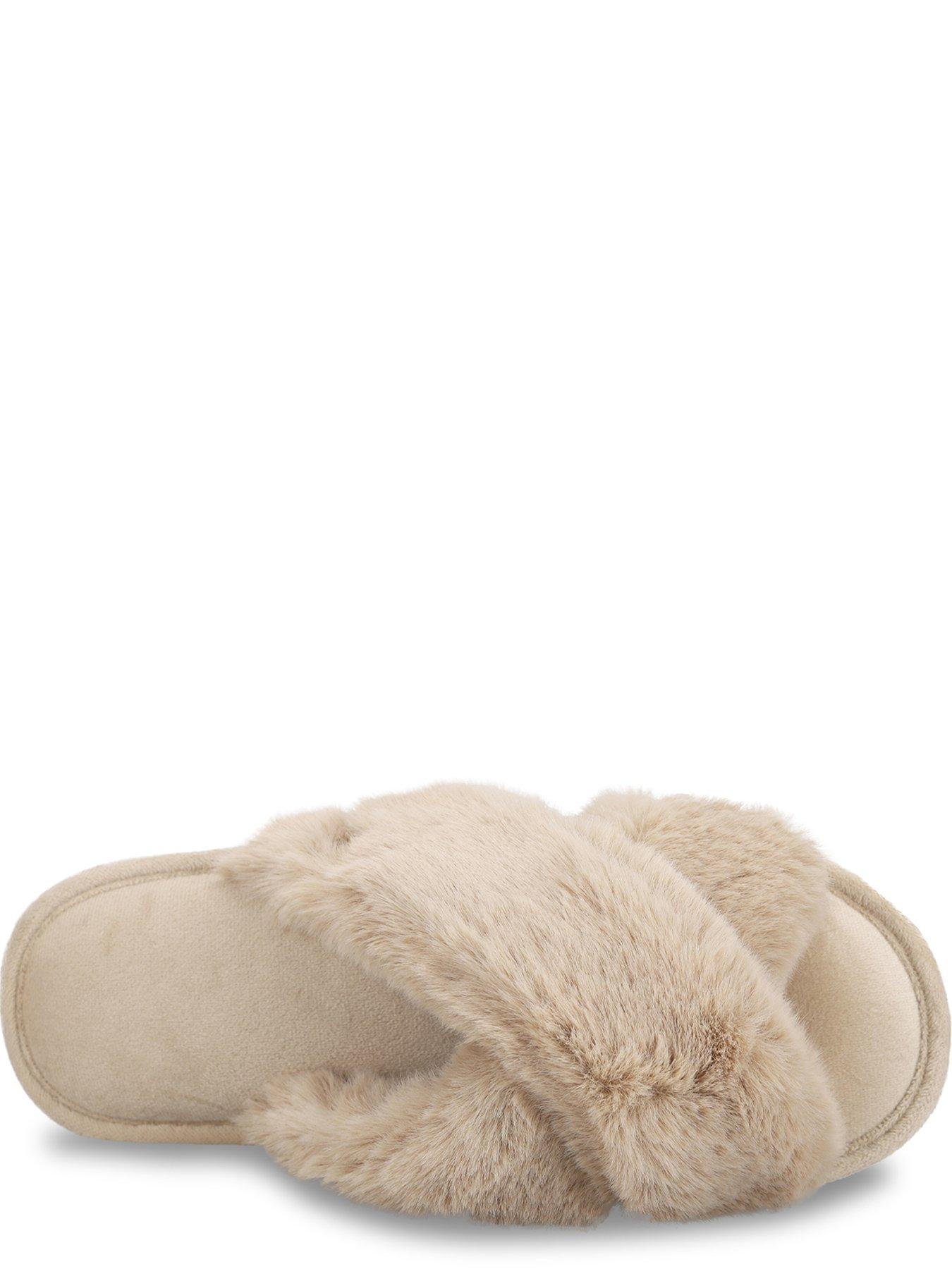 Image 2 of 5 of TOTES Totes Crossover Faux Fur Slider Slippers - Natural