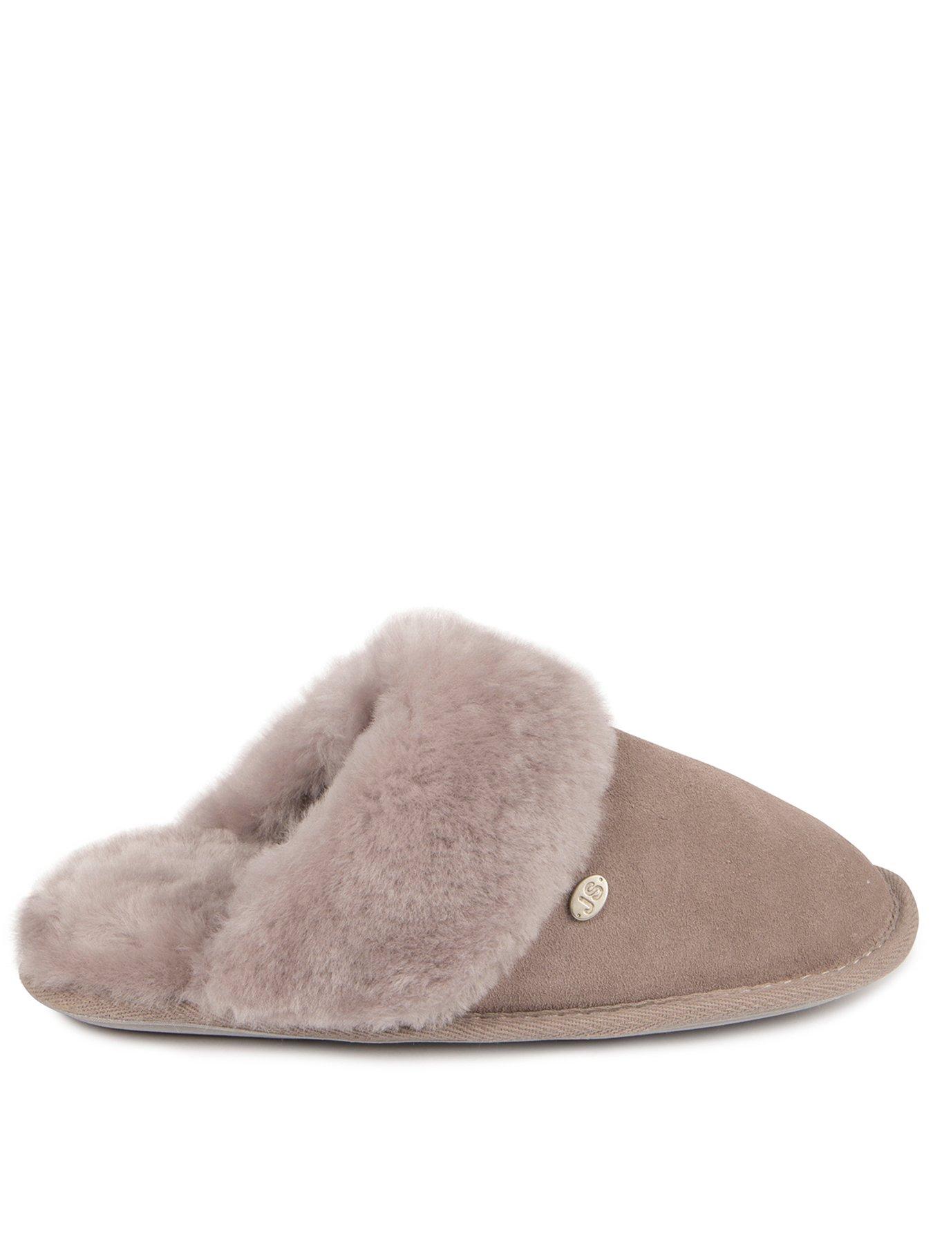 Image 1 of 5 of Just Sheepskin Womens Duchess Sheepskin Lined Slip-On Mule Slippers - Grey