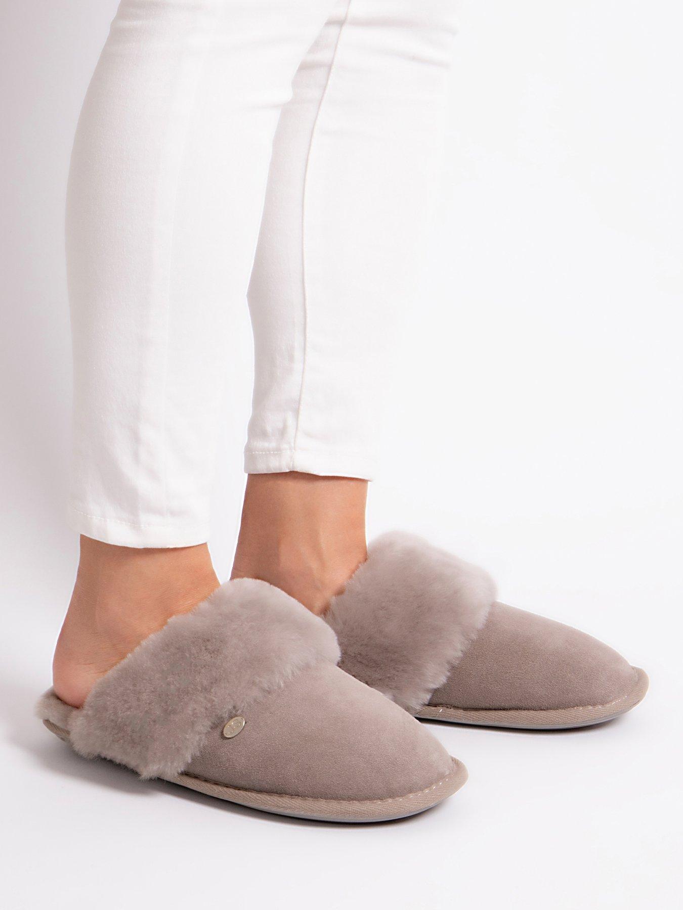 Image 5 of 5 of Just Sheepskin Womens Duchess Sheepskin Lined Slip-On Mule Slippers - Grey