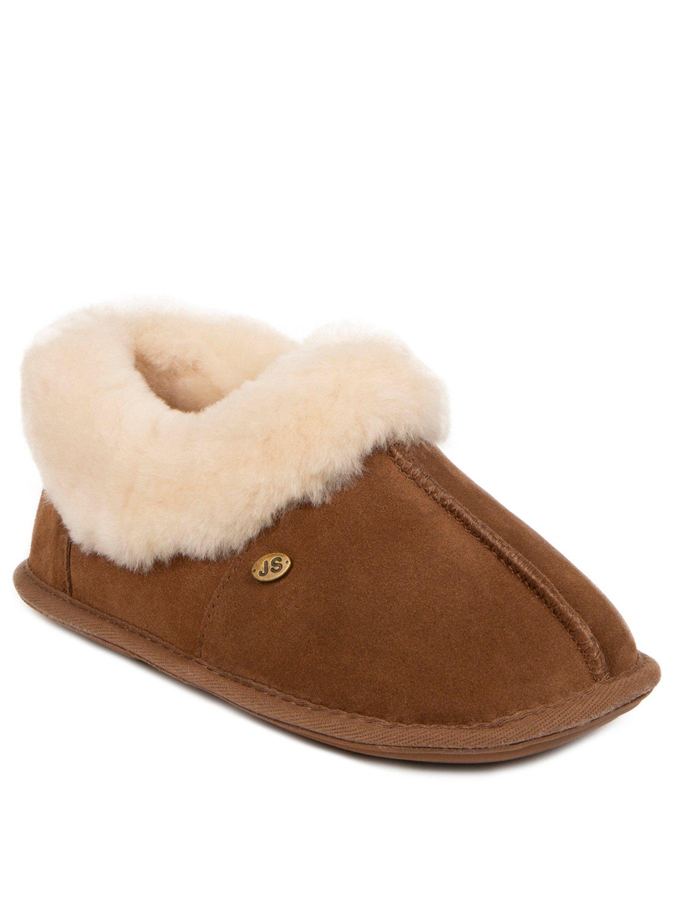 Image 2 of 5 of Just Sheepskin Womens Full Back Sheepskin Lined Suede Slippers - Brown