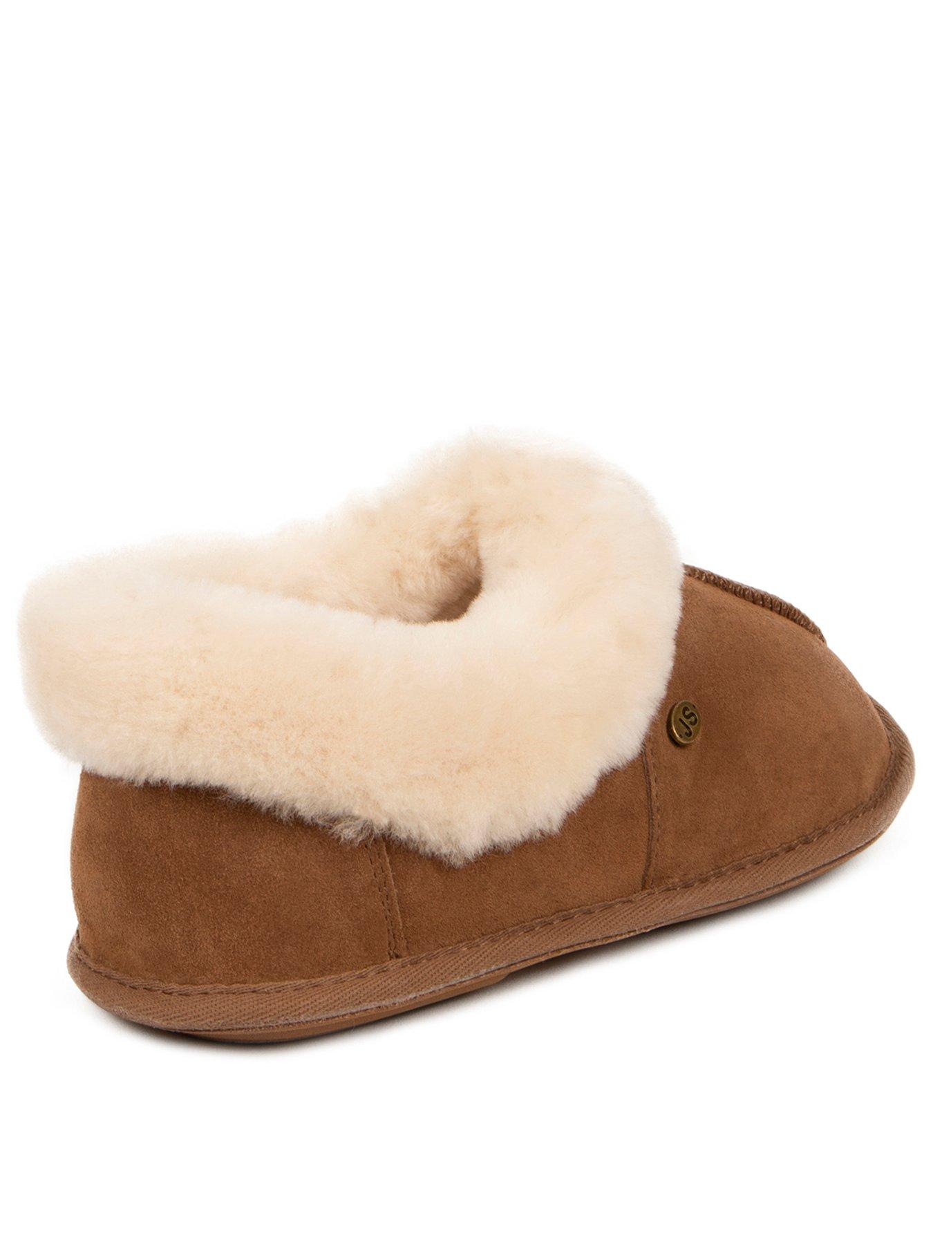 Image 3 of 5 of Just Sheepskin Womens Full Back Sheepskin Lined Suede Slippers - Brown