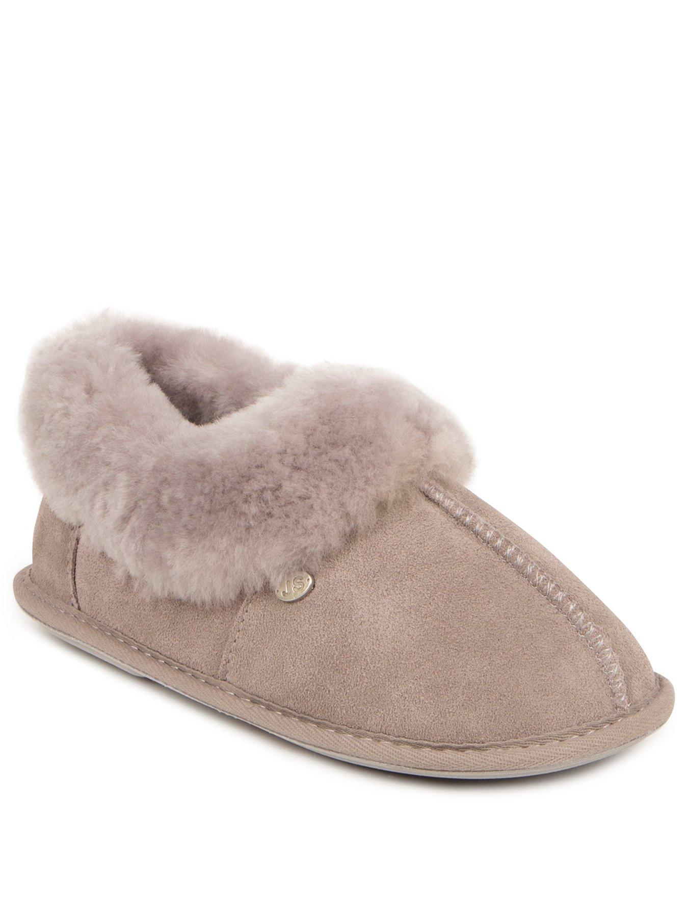 Image 2 of 5 of Just Sheepskin Womens Full Back Sheepskin-Lined Memory Foam Slippers - Grey