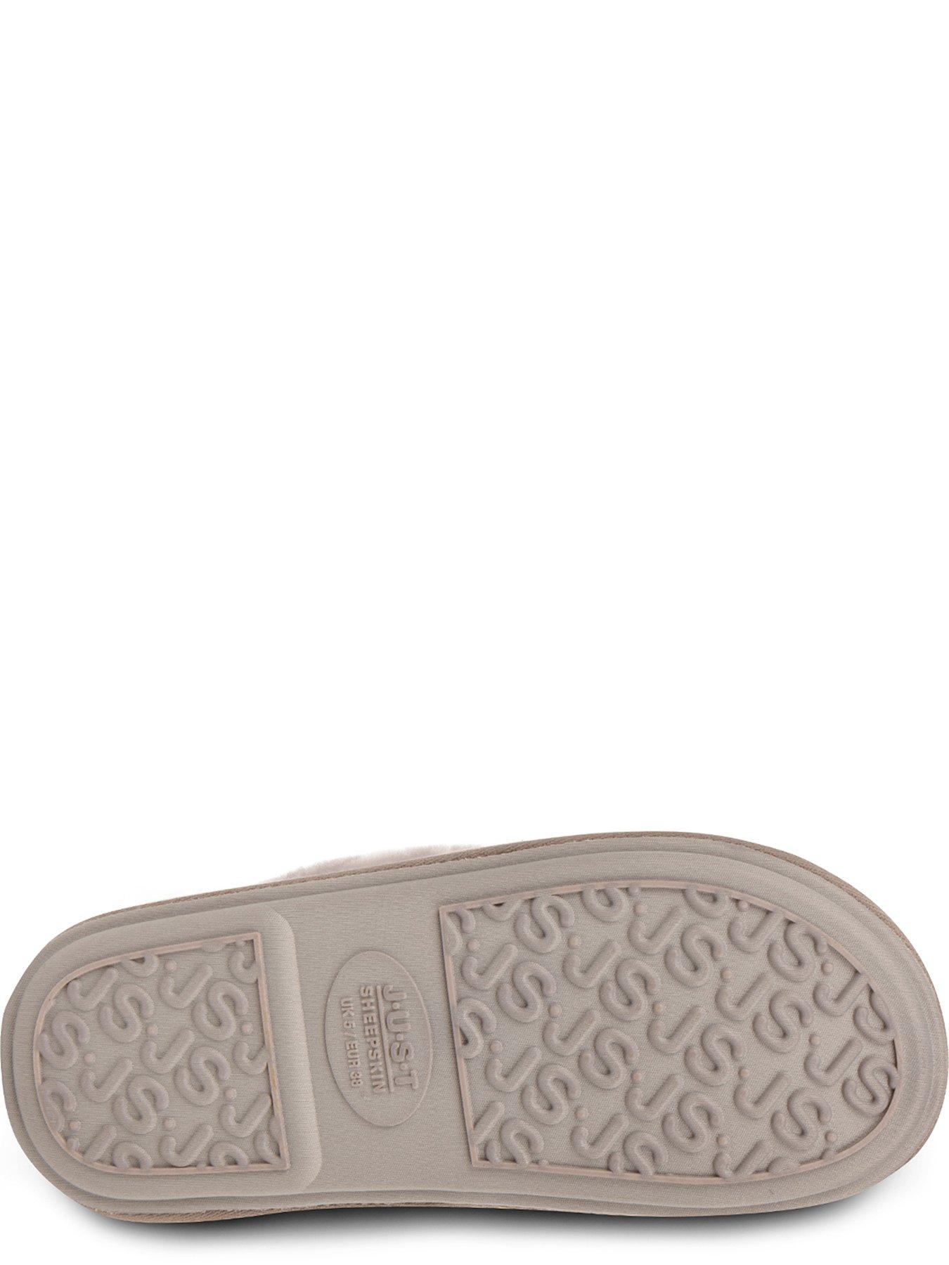 Image 4 of 5 of Just Sheepskin Womens Full Back Sheepskin-Lined Memory Foam Slippers - Grey