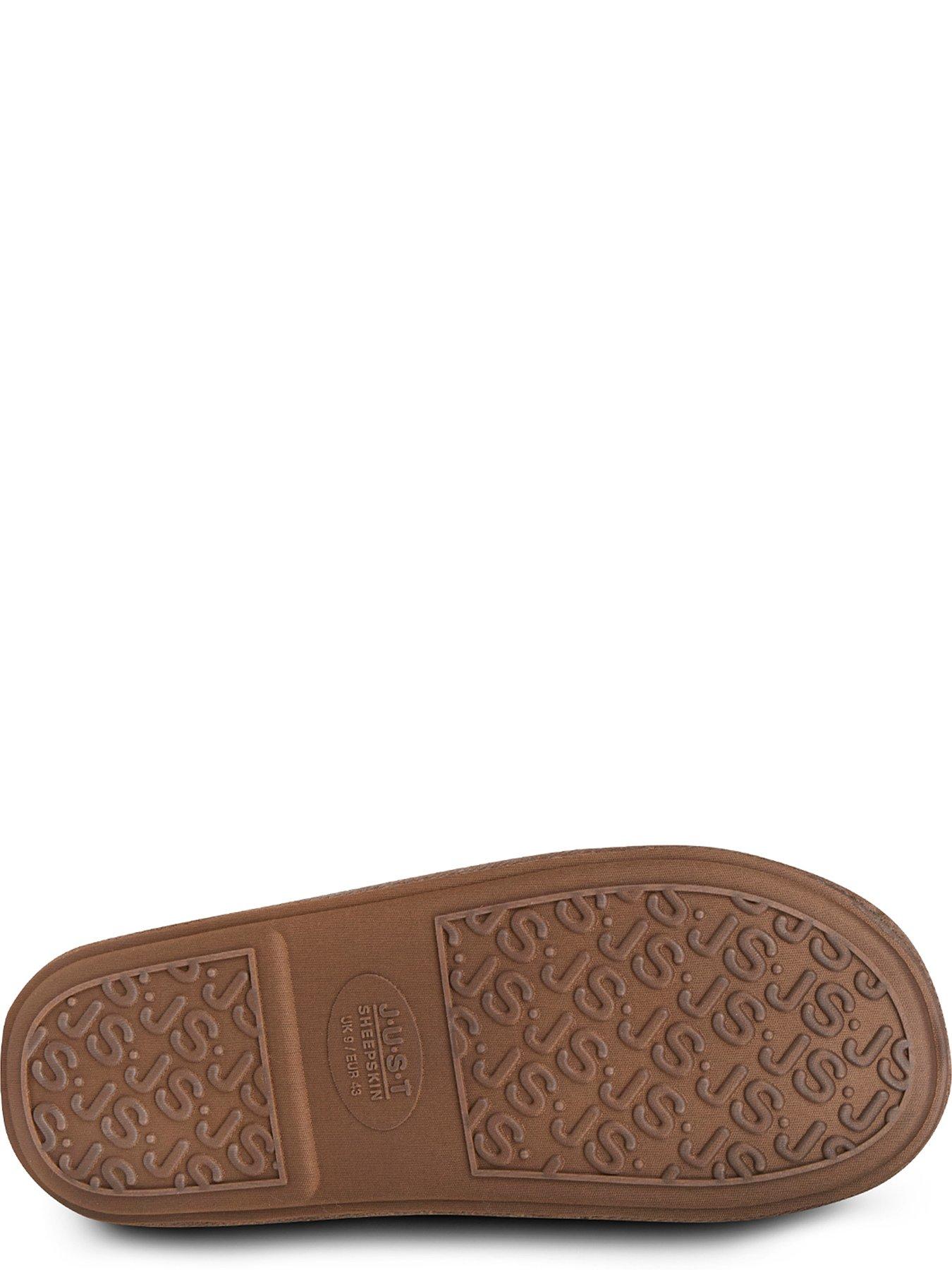 Image 4 of 5 of Just Sheepskin Womens Suede Sheepskin Lined Shearling Cuff Slipper Boots - Brown