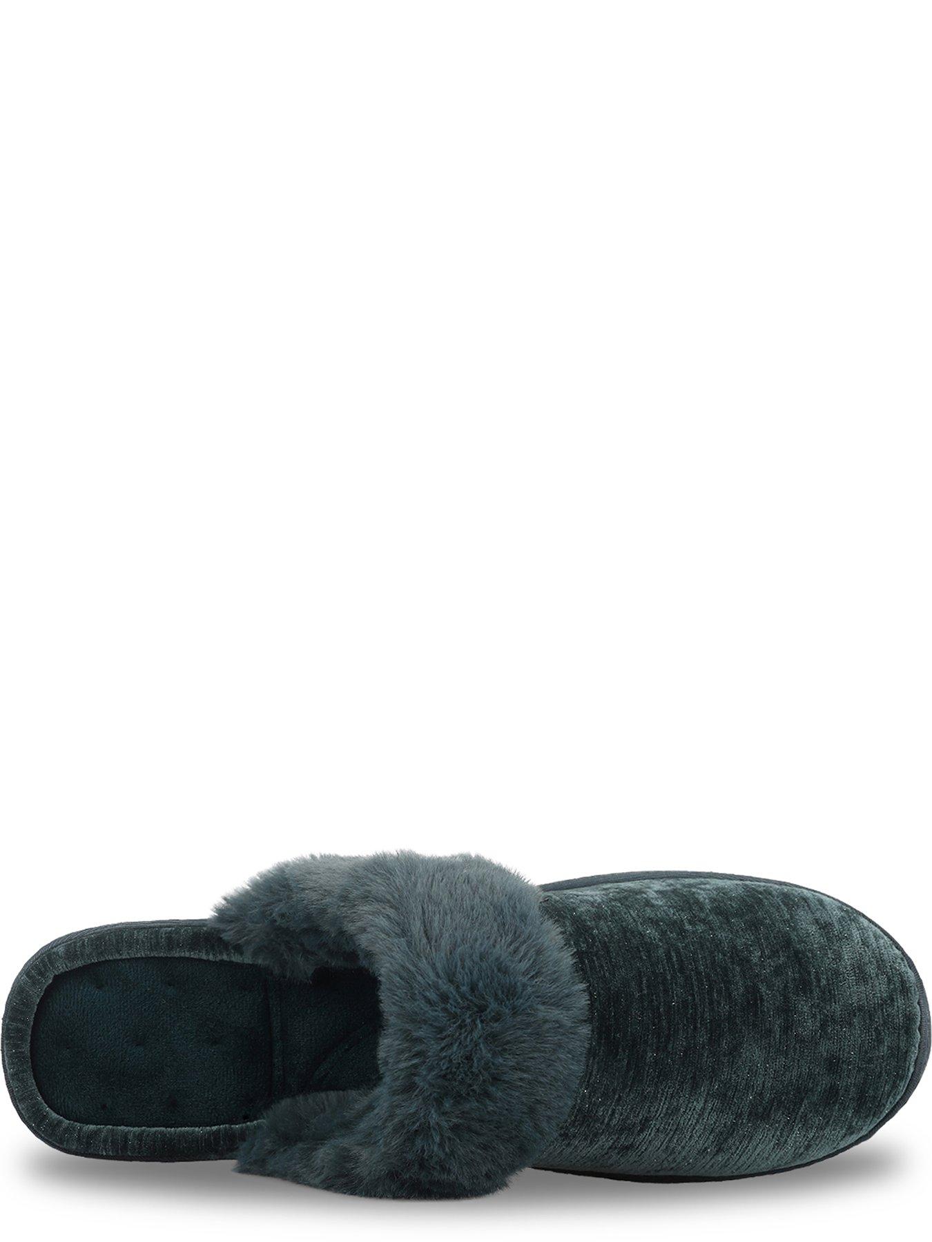 Image 3 of 5 of Totes Isotoner Totes Isotoner Womens Sparkle Heeled Mule Slippers - Green