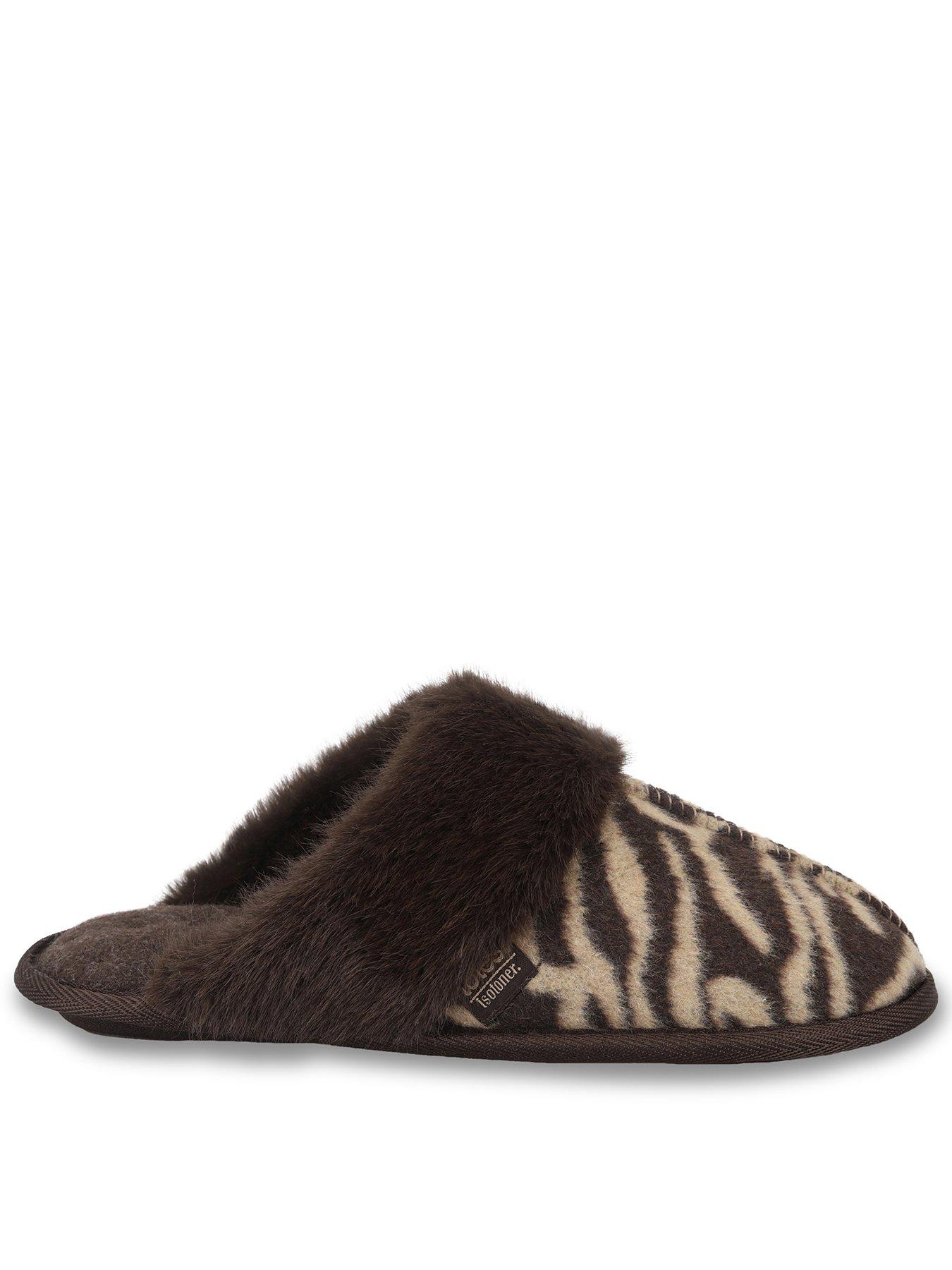 Image 1 of 5 of Totes Isotoner Totes Isotoner Womens Animal Print Mule Slippers - Brown