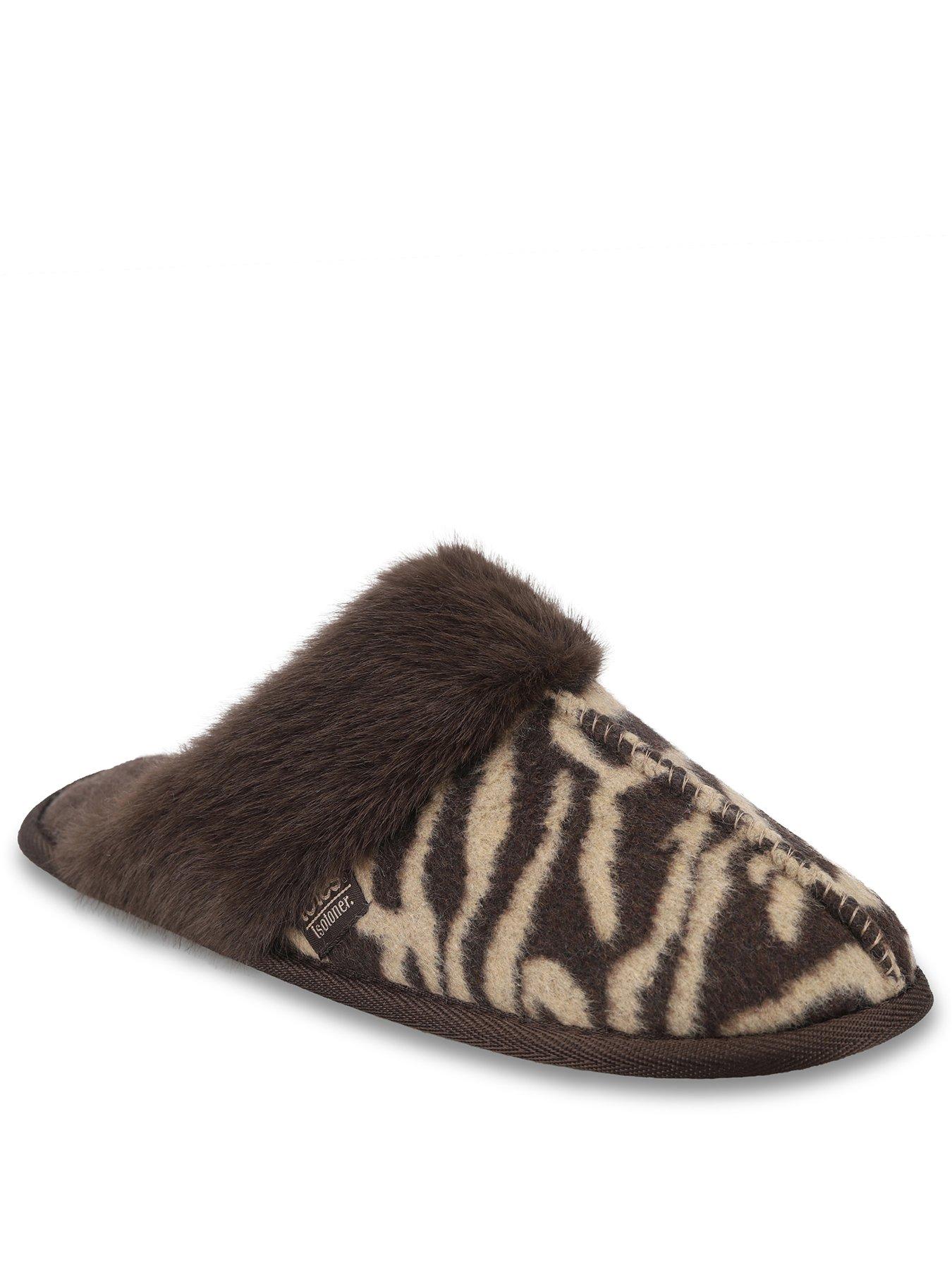 Image 2 of 5 of Totes Isotoner Totes Isotoner Womens Animal Print Mule Slippers - Brown