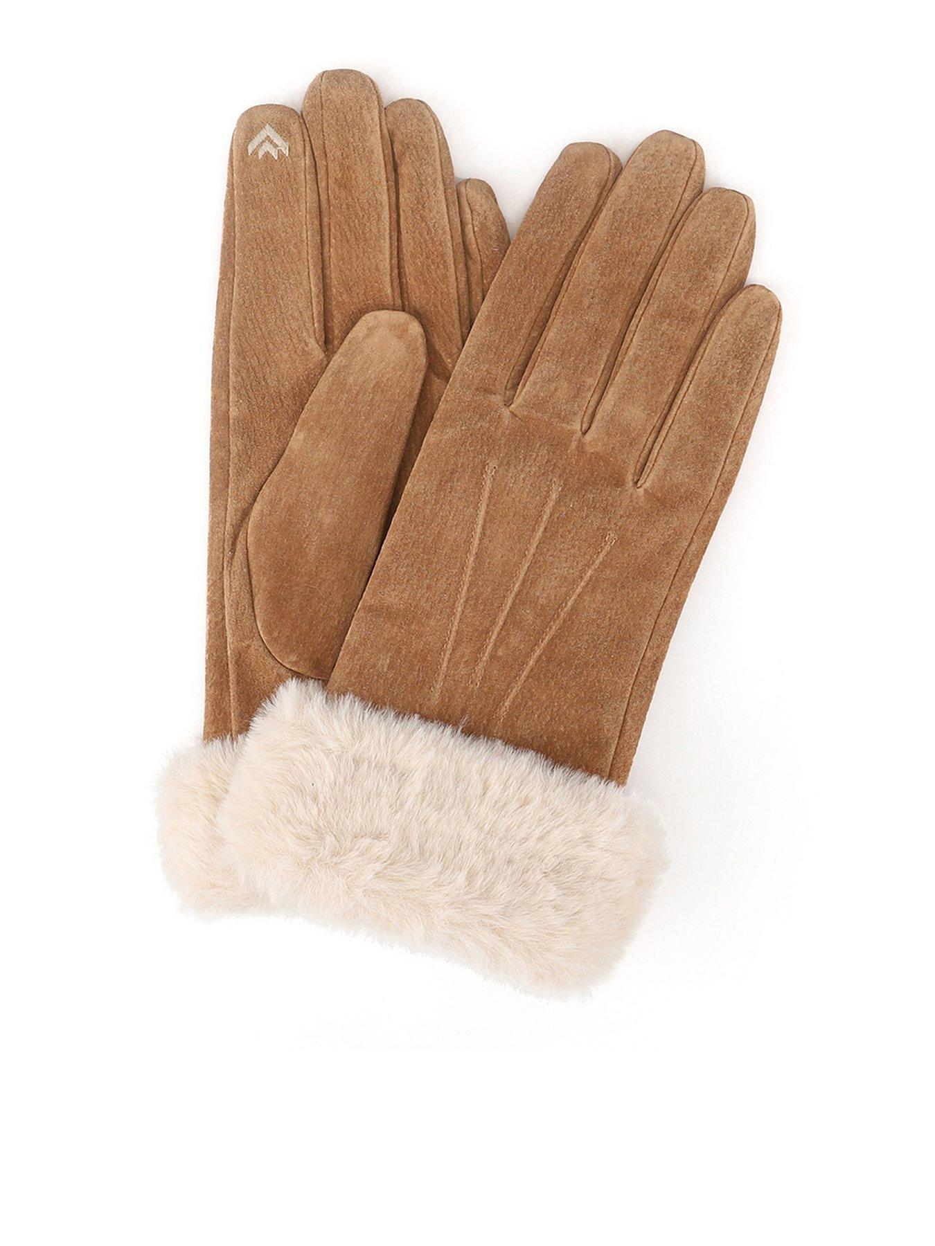 Image 1 of 5 of Totes Isotoner Totes Isotoner Womens 3 Point Suede Gloves With Smartouch - Tan