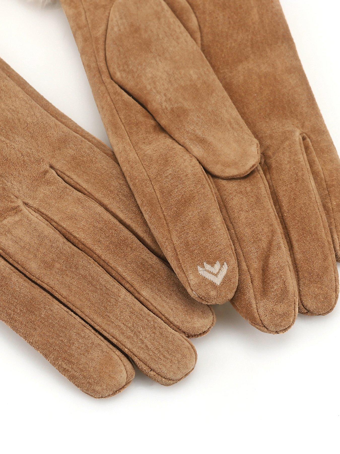 Image 2 of 5 of Totes Isotoner Totes Isotoner Womens 3 Point Suede Gloves With Smartouch - Tan
