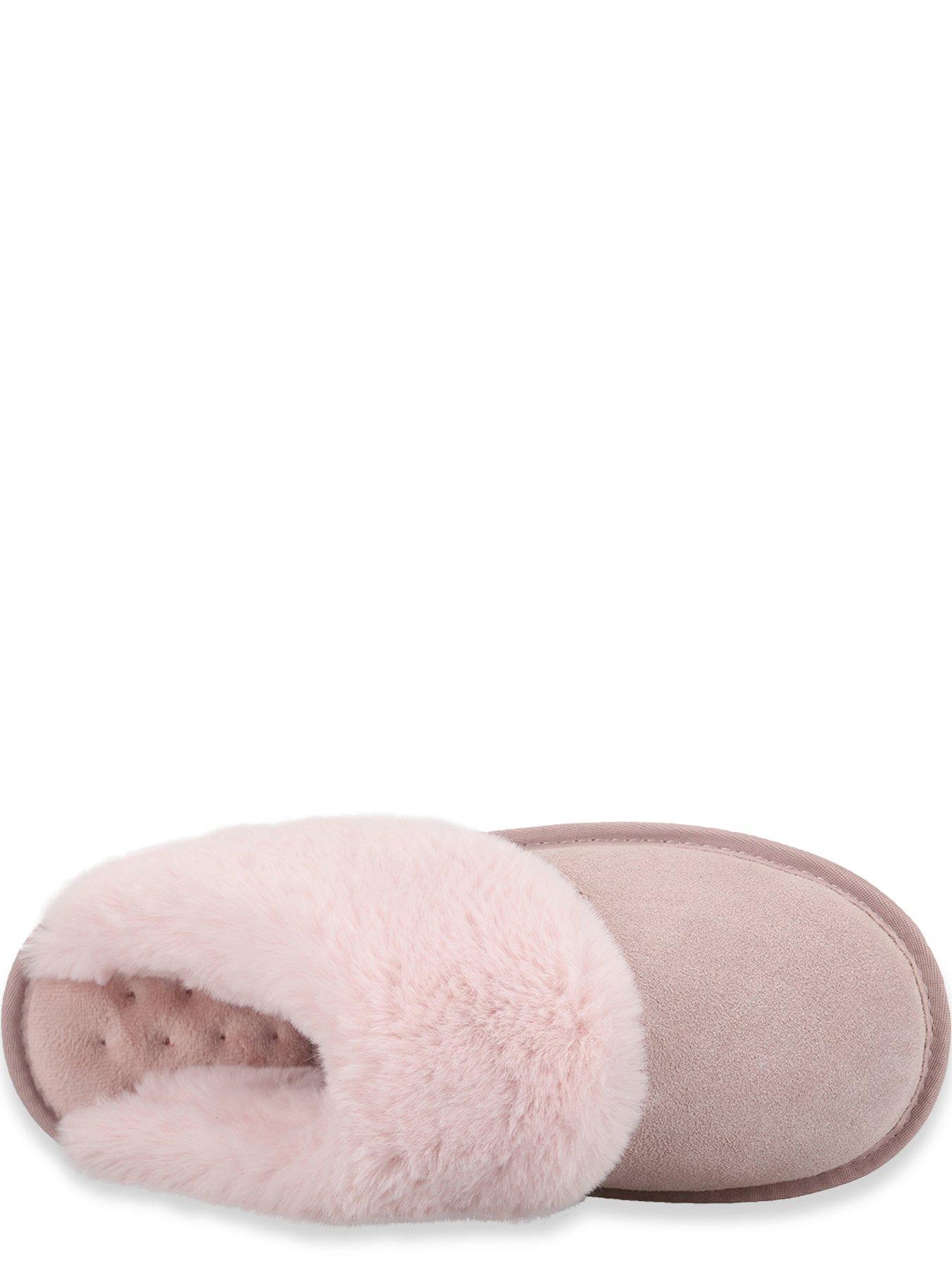 Image 3 of 5 of Totes Isotoner Totes Isotoner Womens Suede Mule Slippers With Faux Fur Lining - Pink