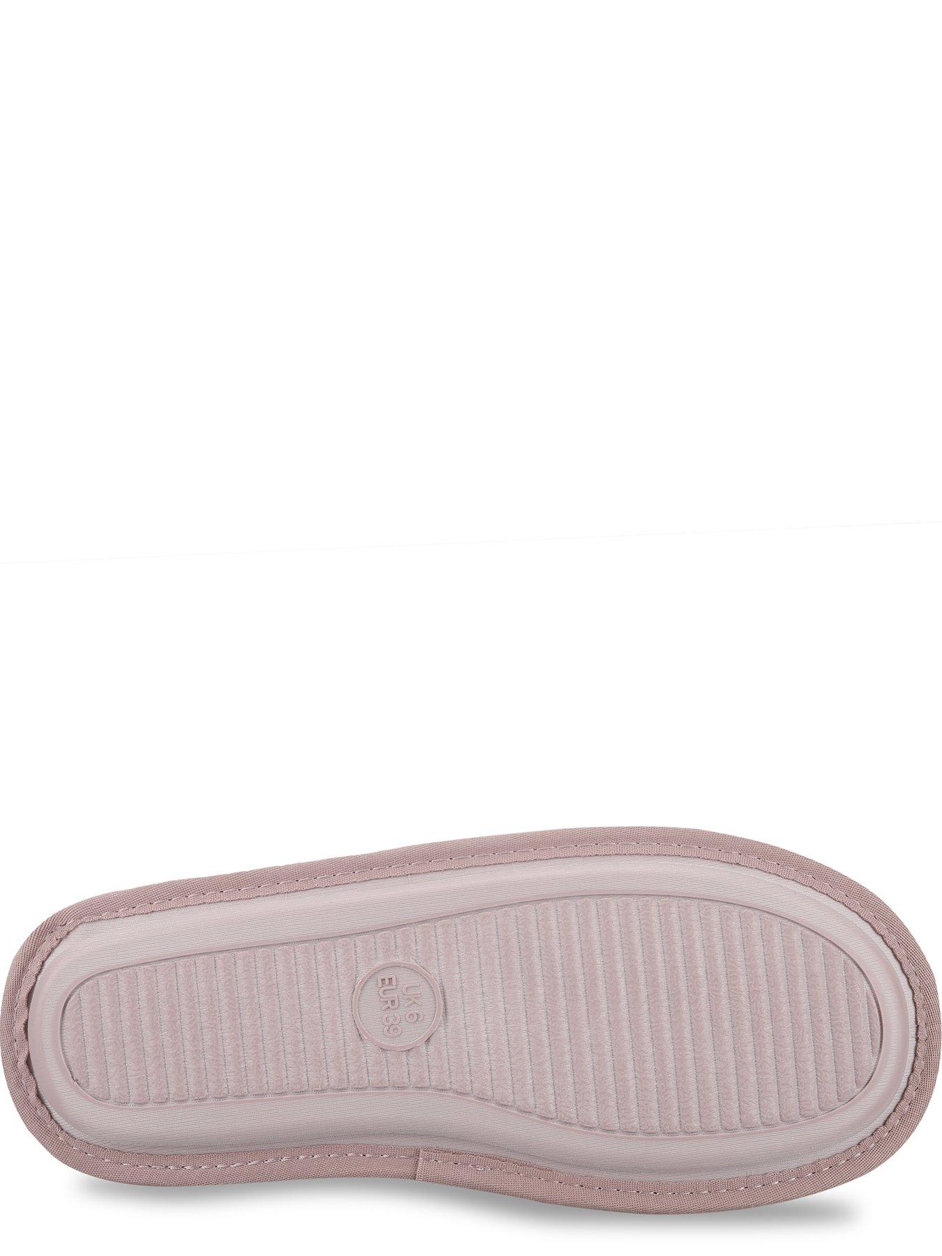 Image 4 of 5 of Totes Isotoner Totes Isotoner Womens Suede Mule Slippers With Faux Fur Lining - Pink