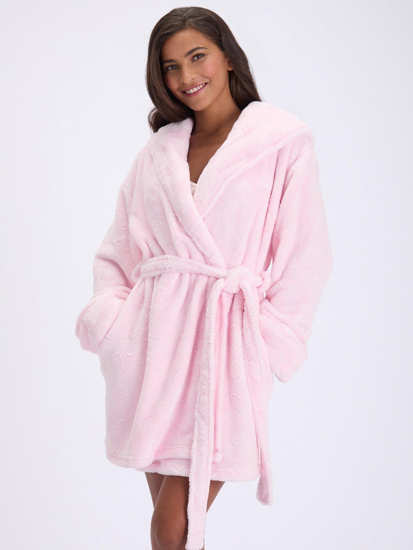 Image 1 of 6 of Boux Avenue Boux Avenue Fluffy Heart Short Gown - Pink