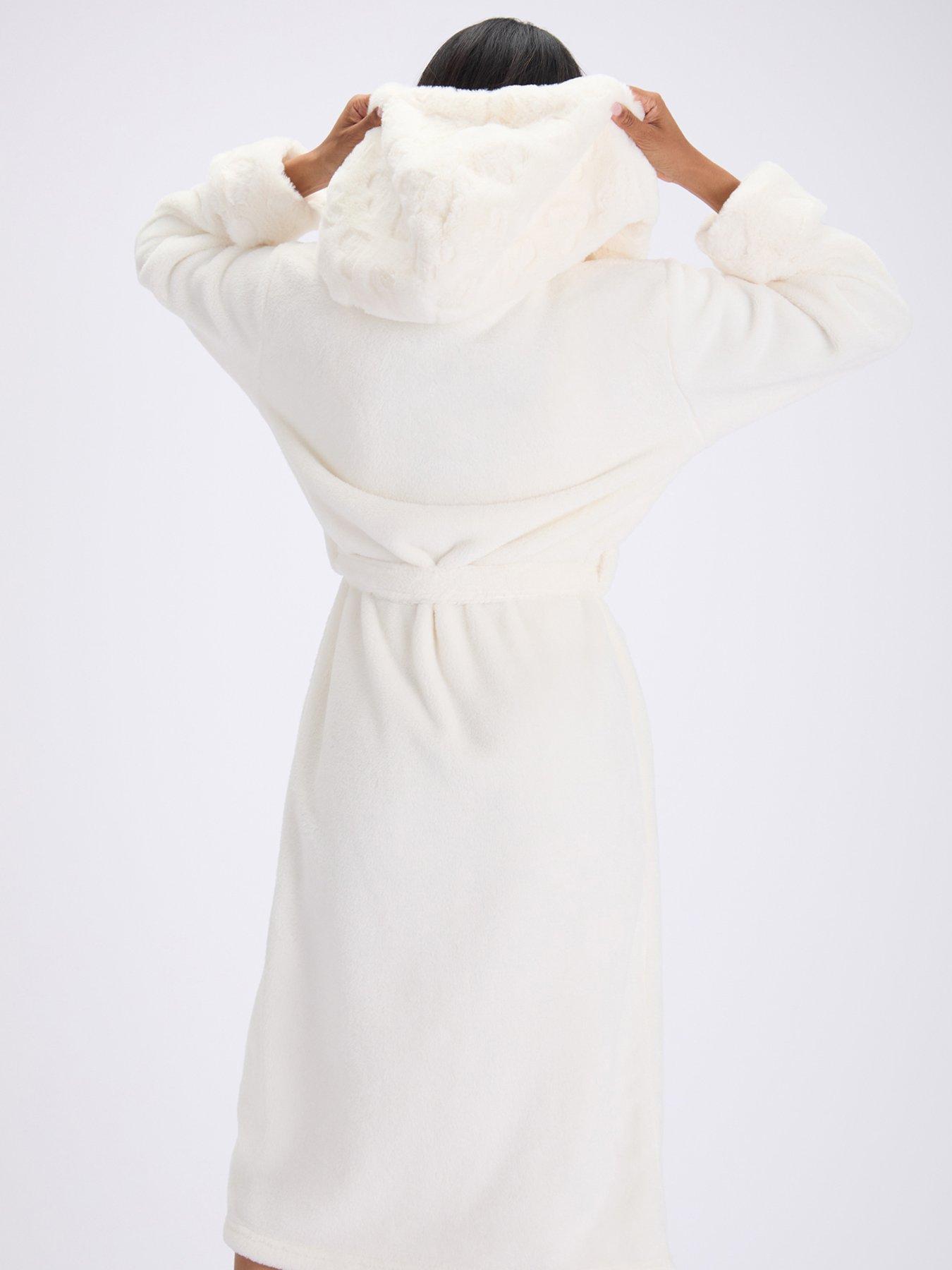 Image 2 of 6 of Boux Avenue Boux Avenue Fur Heart Trim Long Gown - Cream