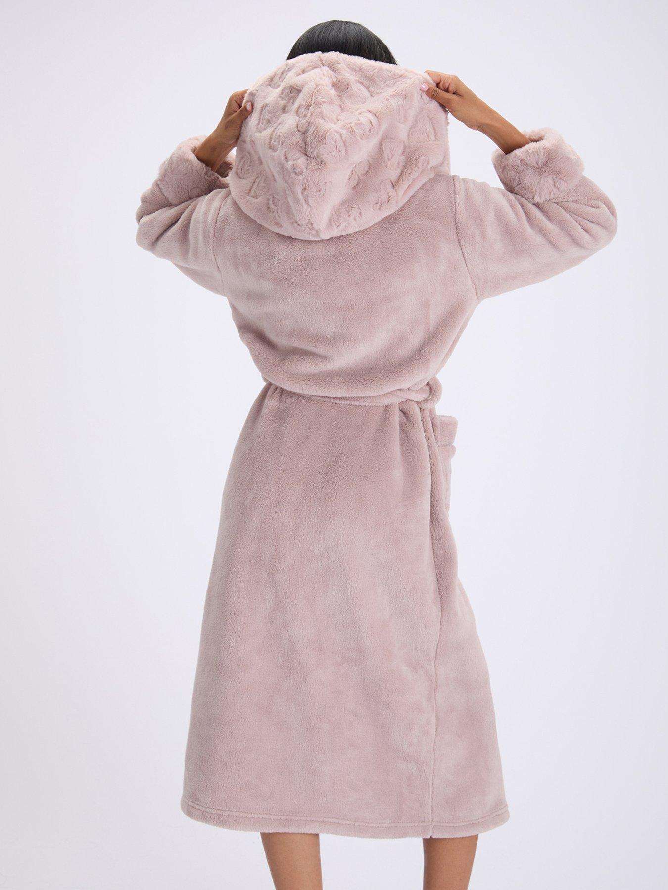 Image 2 of 6 of Boux Avenue Boux Avenue Fur Heart Trim Long Gown - Mocha