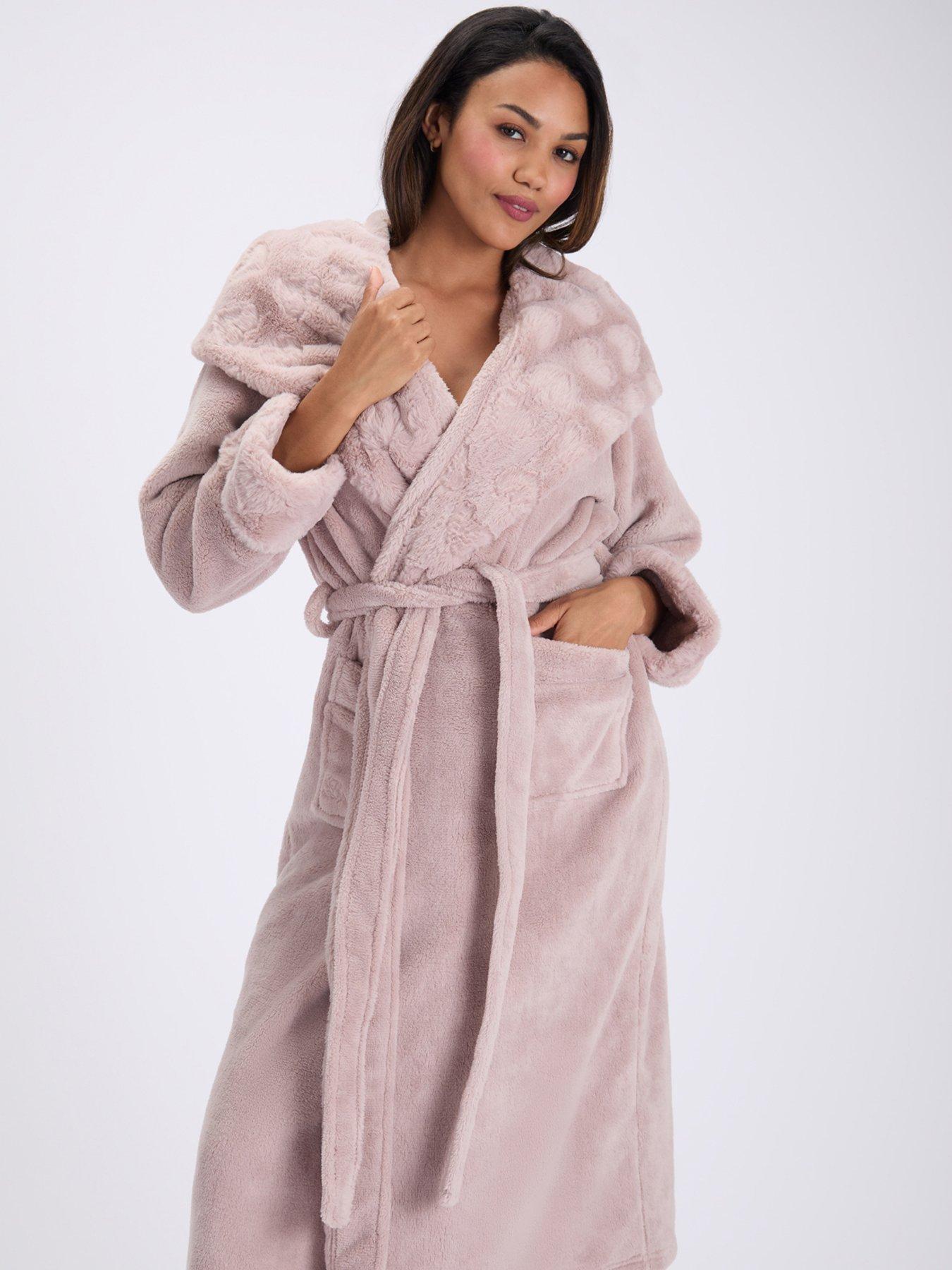 Image 3 of 6 of Boux Avenue Boux Avenue Fur Heart Trim Long Gown - Mocha