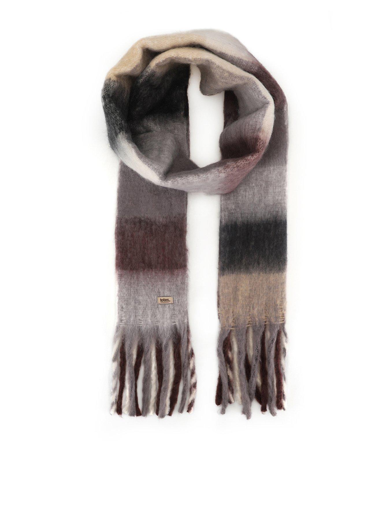 Image 1 of 5 of TOTES Totes Womens Chunky Brushed Check Scarf - Burgundy Mix