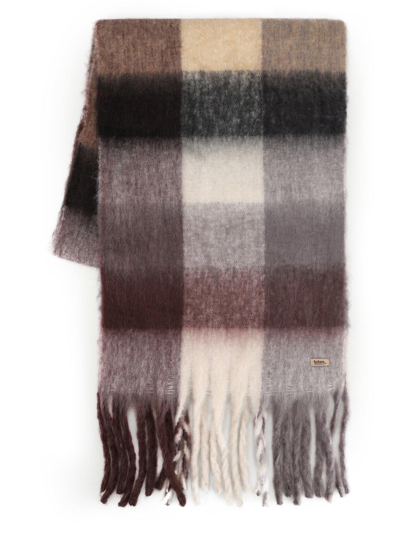 Image 2 of 5 of TOTES Totes Womens Chunky Brushed Check Scarf - Burgundy Mix