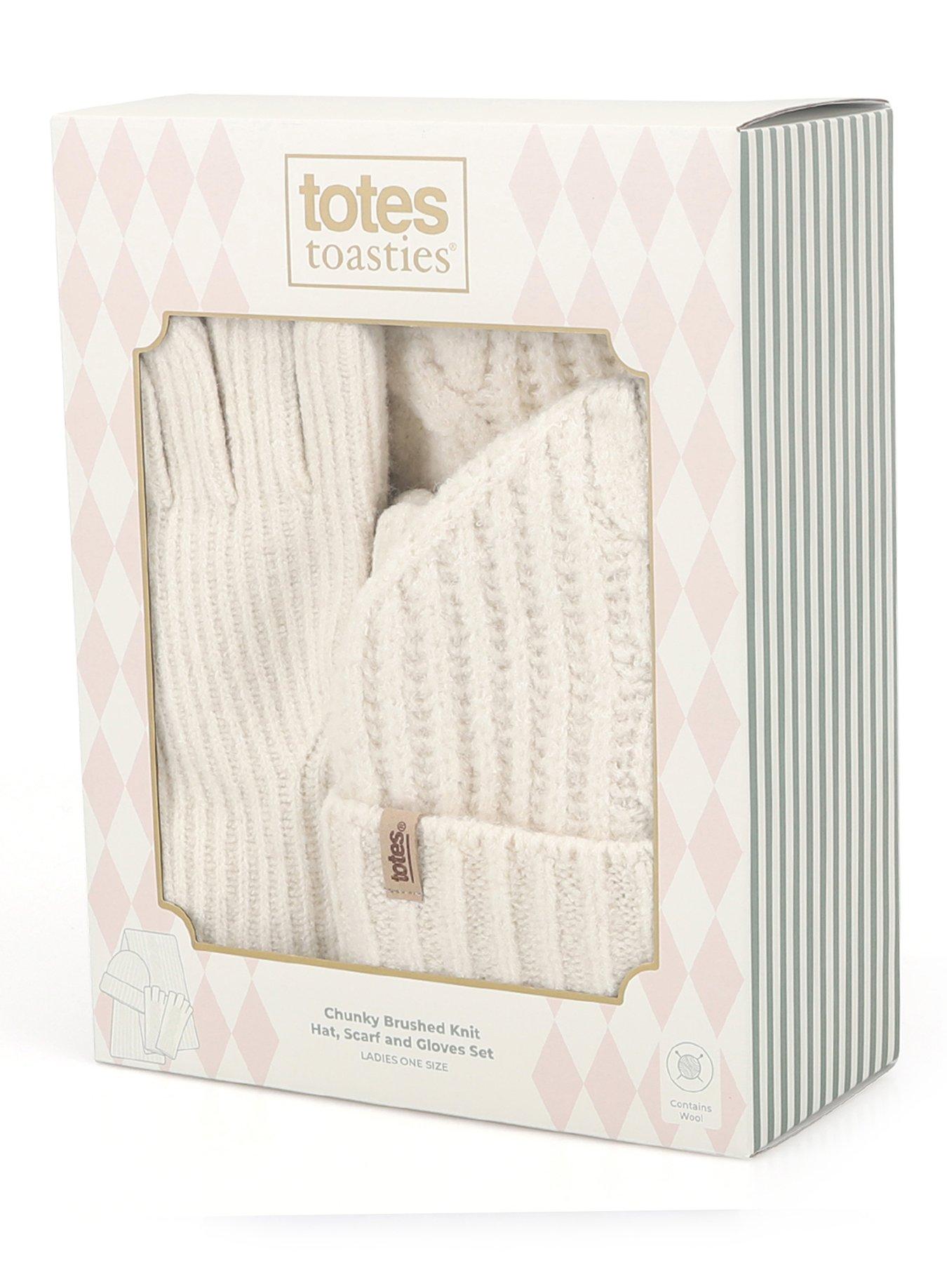 Image 6 of 6 of TOTES Totes Womens Chunky Brushed Knit Hat, Scarf &amp; Gloves Set - Cream