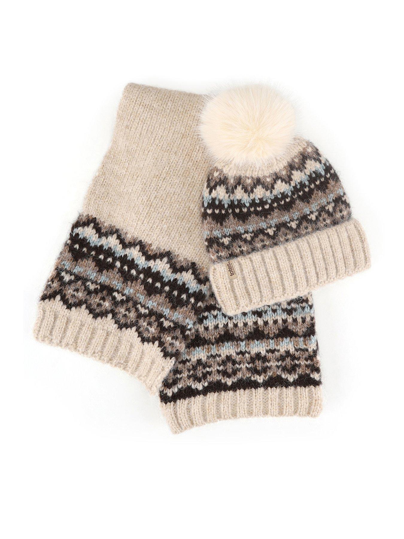 Image 1 of 6 of TOTES Totes Womens Fair Isle Scarf &amp; Hat Set - Oat