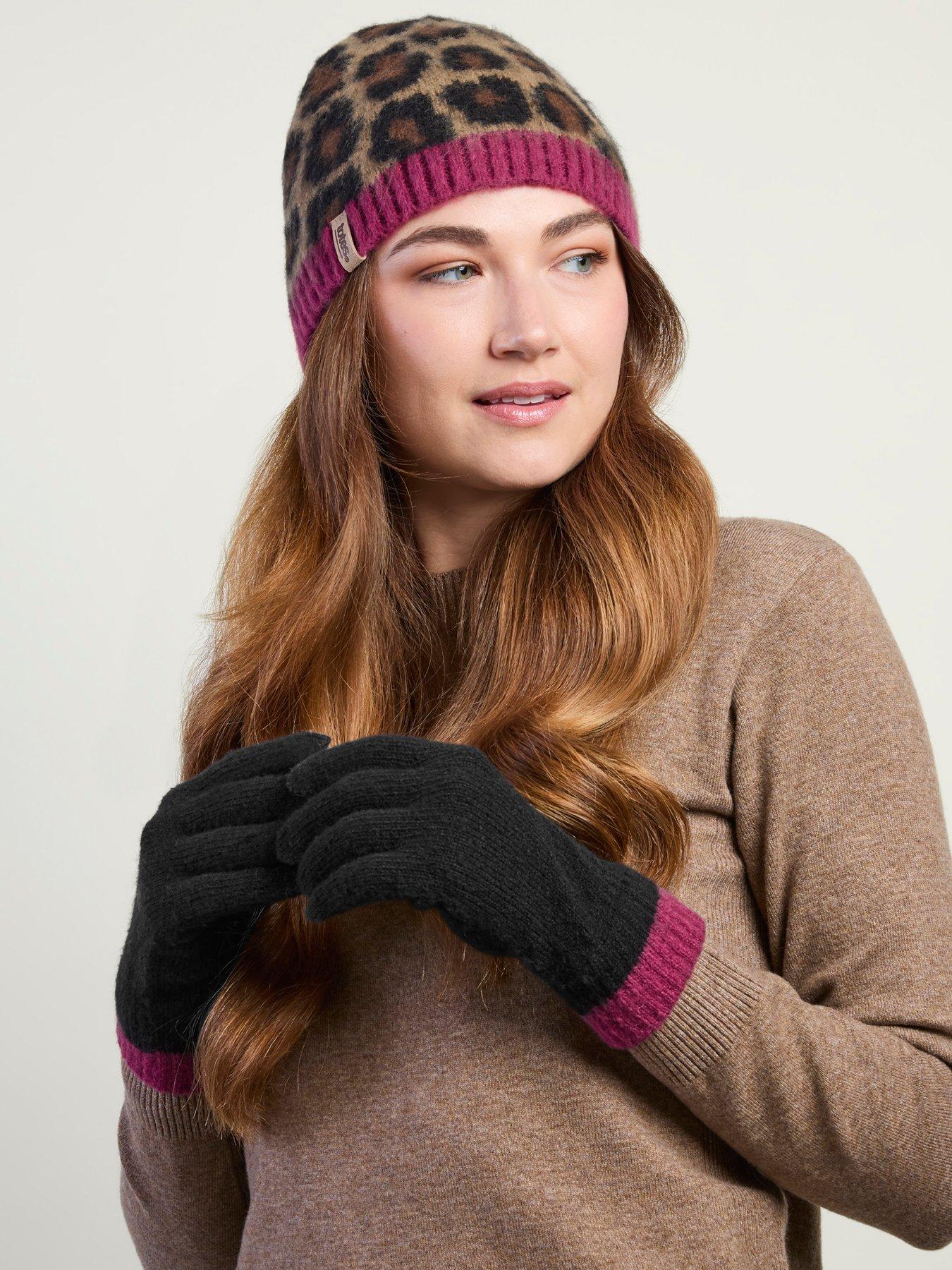 Image 5 of 6 of TOTES Totes Womens Leopard Beanie Hat &amp; Gloves With Smartouch - Leopard/black Mix