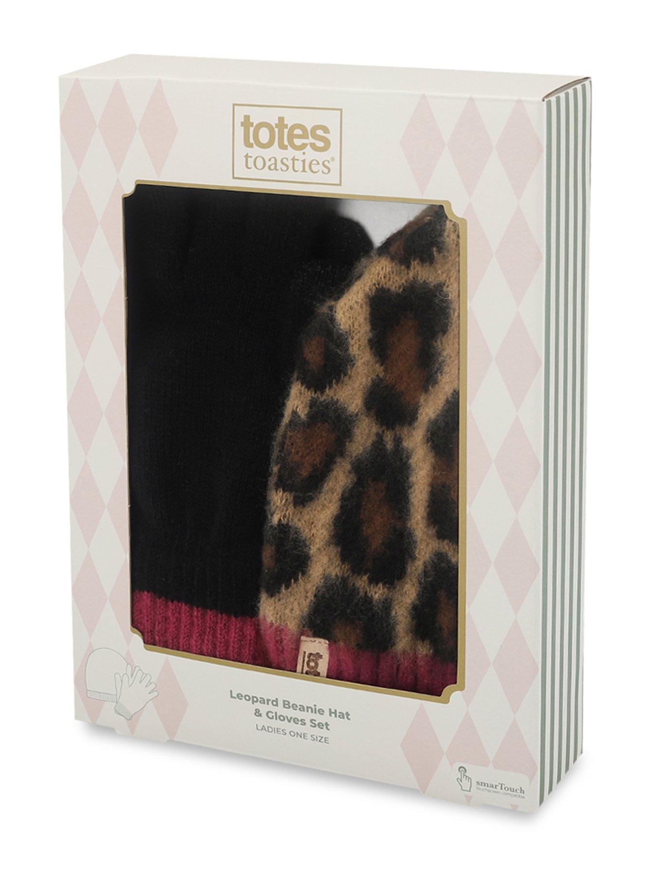 Image 6 of 6 of TOTES Totes Womens Leopard Beanie Hat &amp; Gloves With Smartouch - Leopard/black Mix
