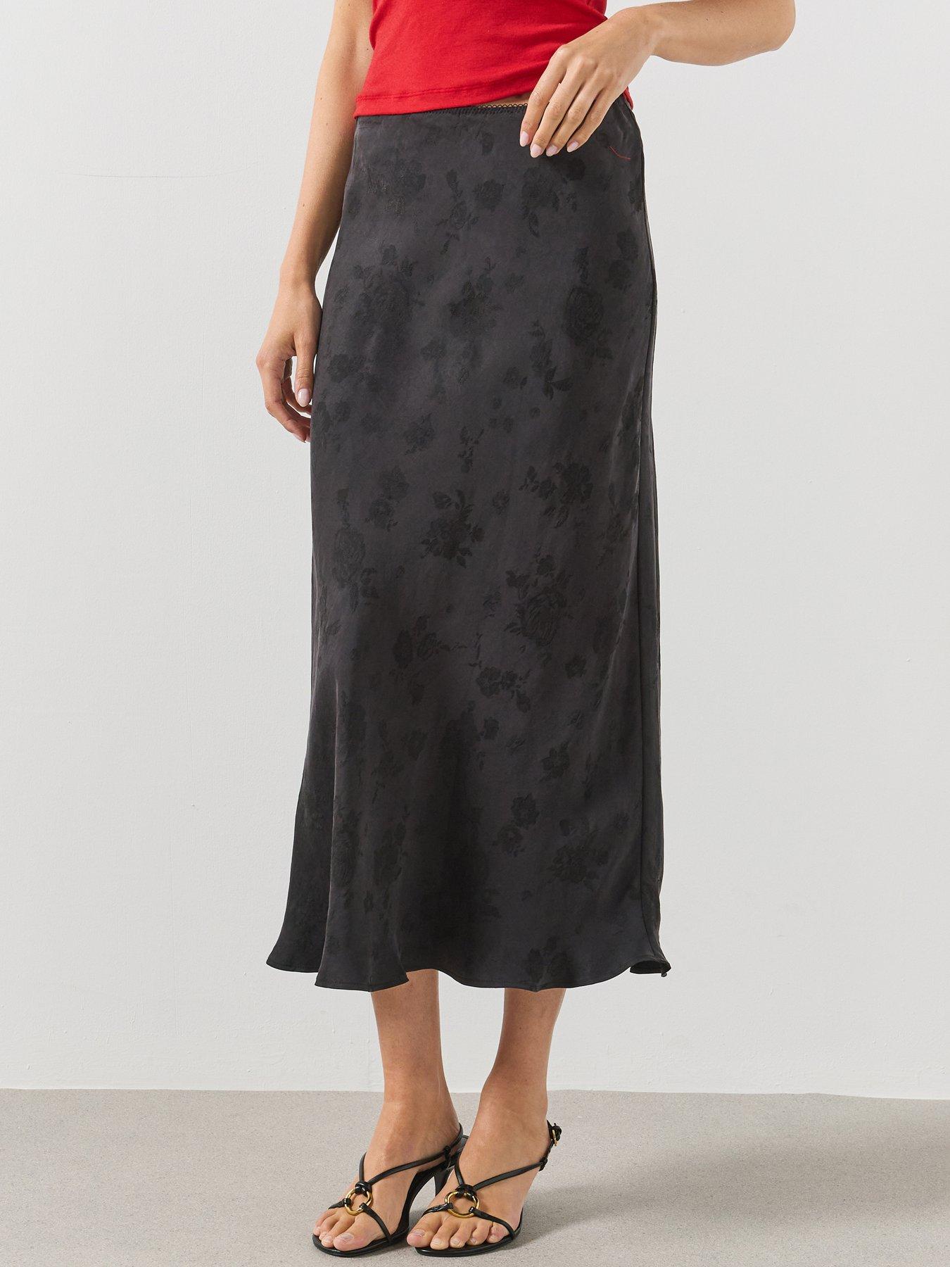 Image 1 of 5 of Mango A-line Devor&eacute; Skirt-black