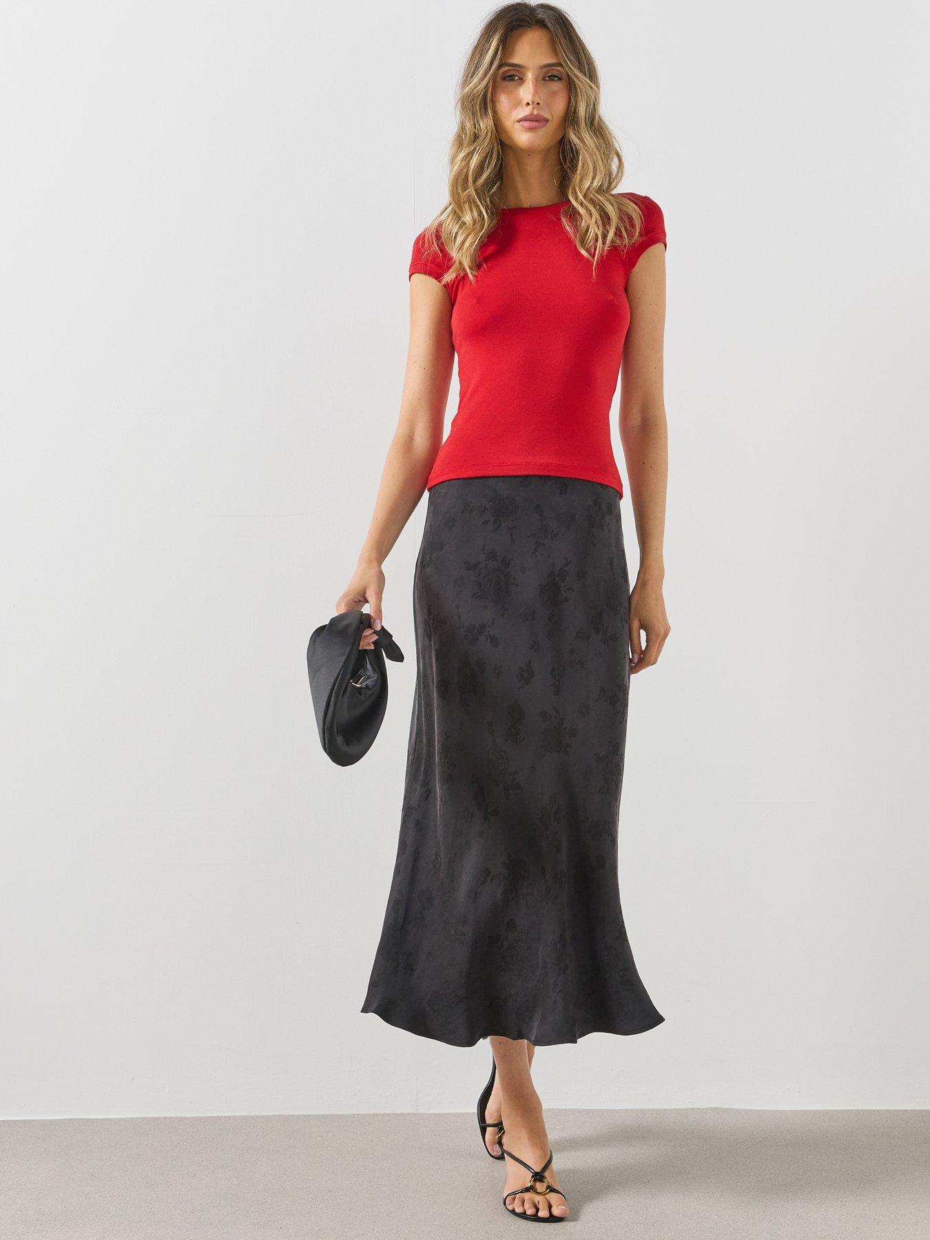 Image 3 of 5 of Mango A-line Devor&eacute; Skirt-black