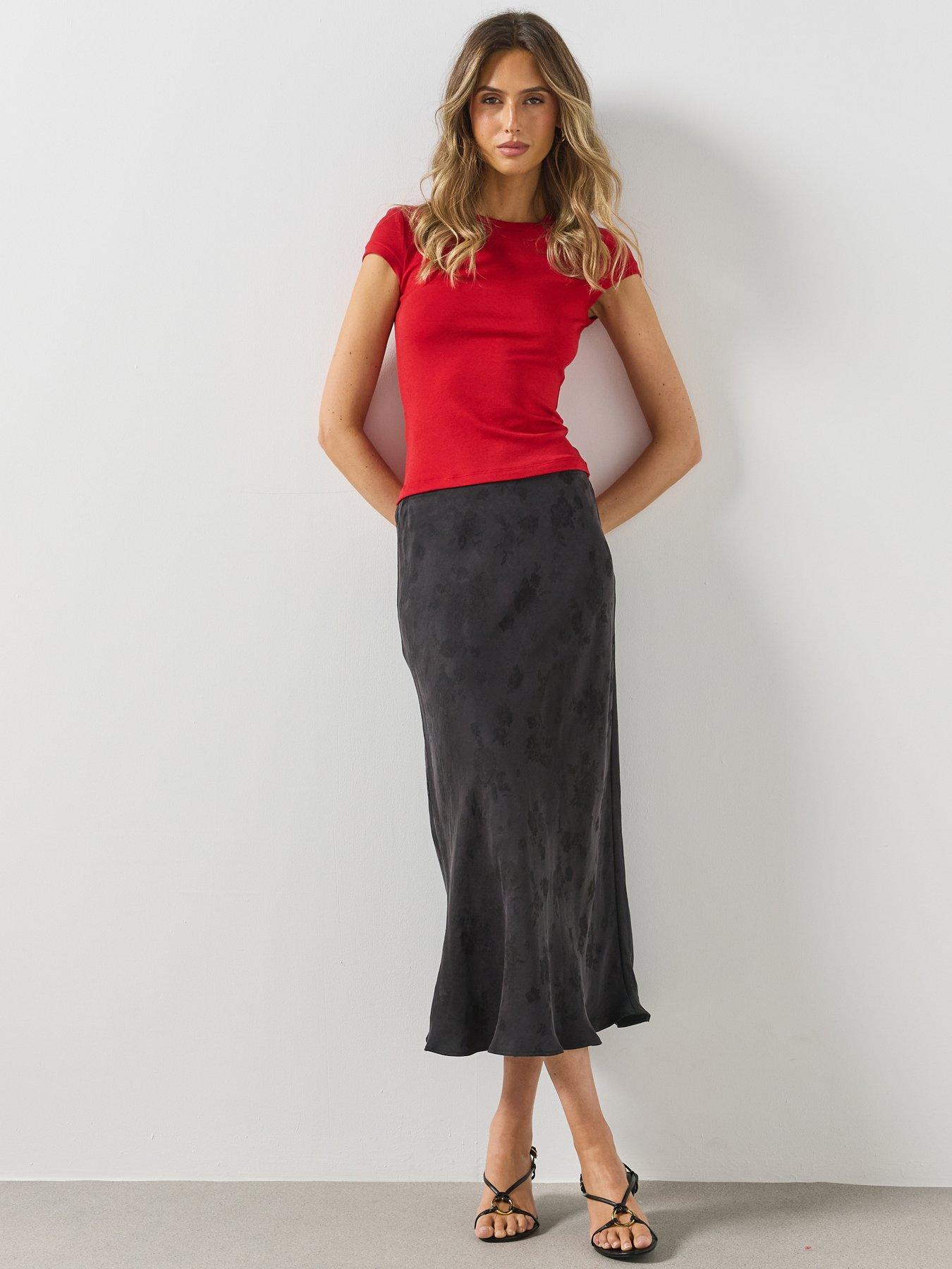 Image 5 of 5 of Mango A-line Devor&eacute; Skirt-black