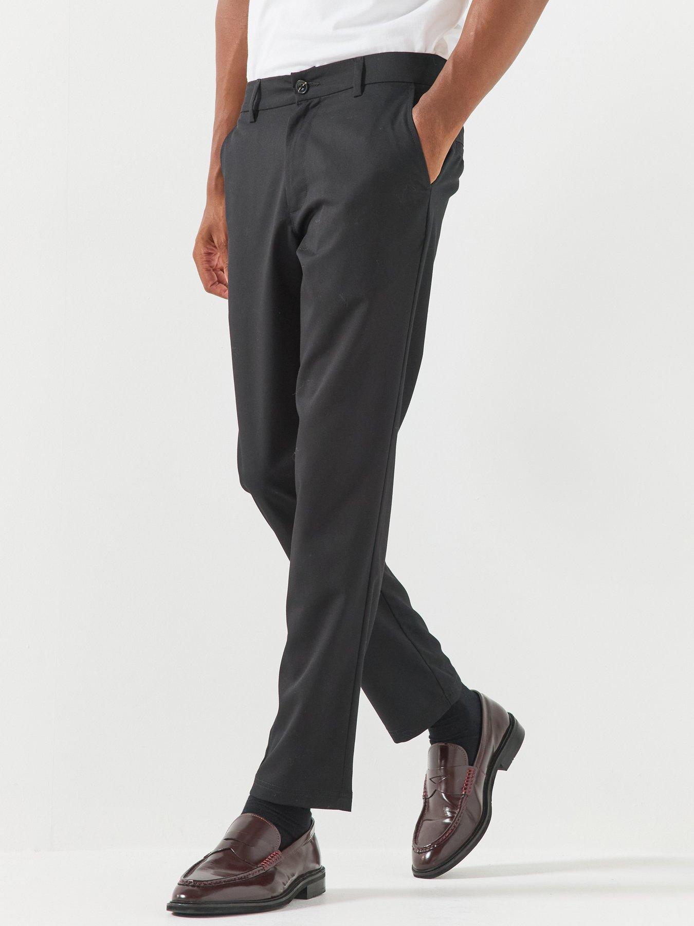 Jack & Jones Mens Ollie Liam Stretch Tapered Chino Trousers - Black
