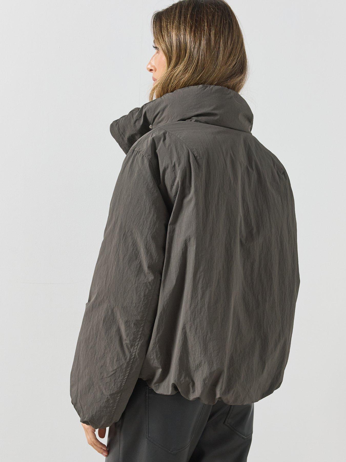 Image 2 of 5 of Mango Womens Toggle Fastening Funnel Neck Padded Anorak - Grey