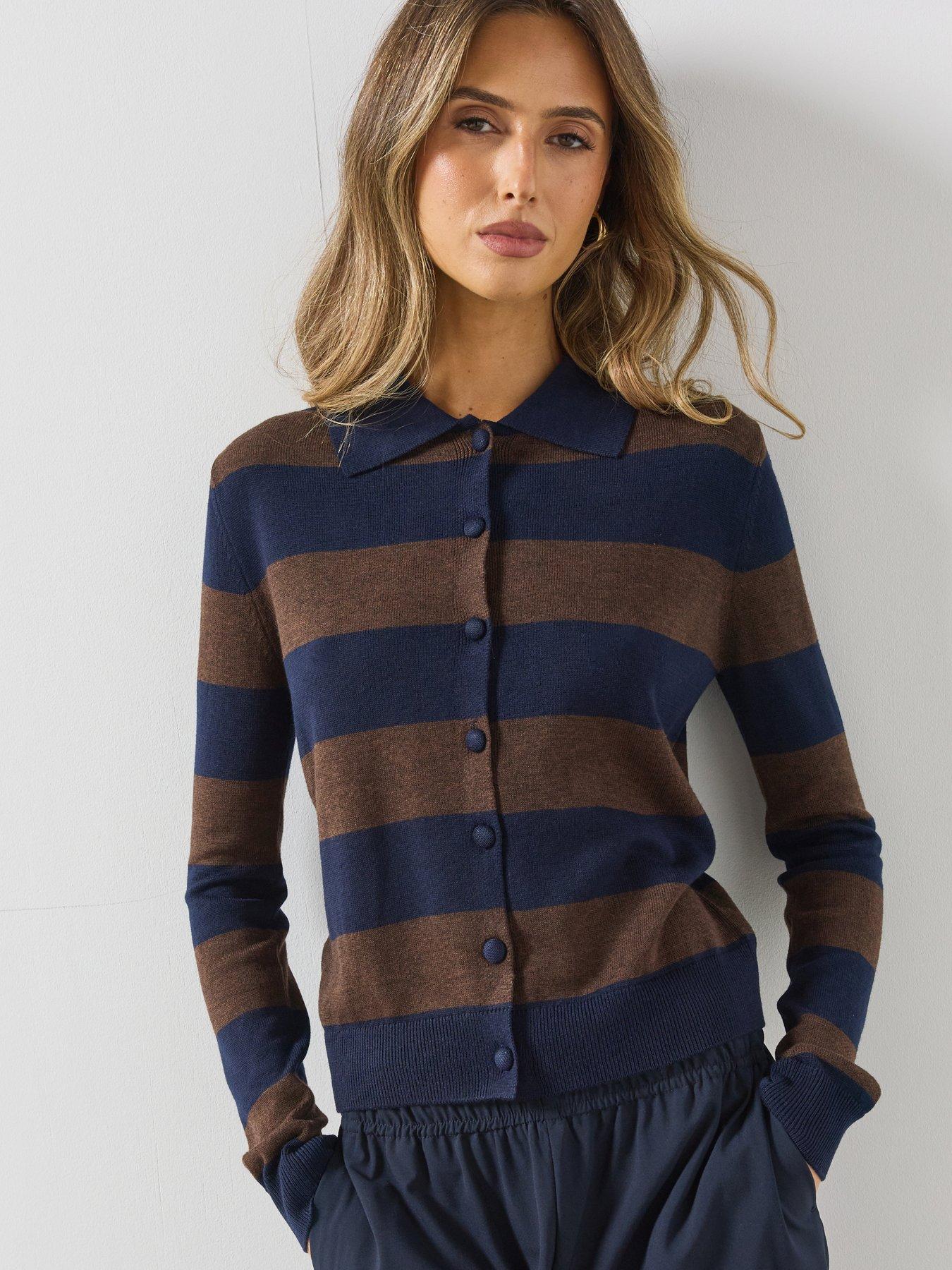 Image 1 of 5 of Mango Cardigan With Buttons And Lapel Collar-brown