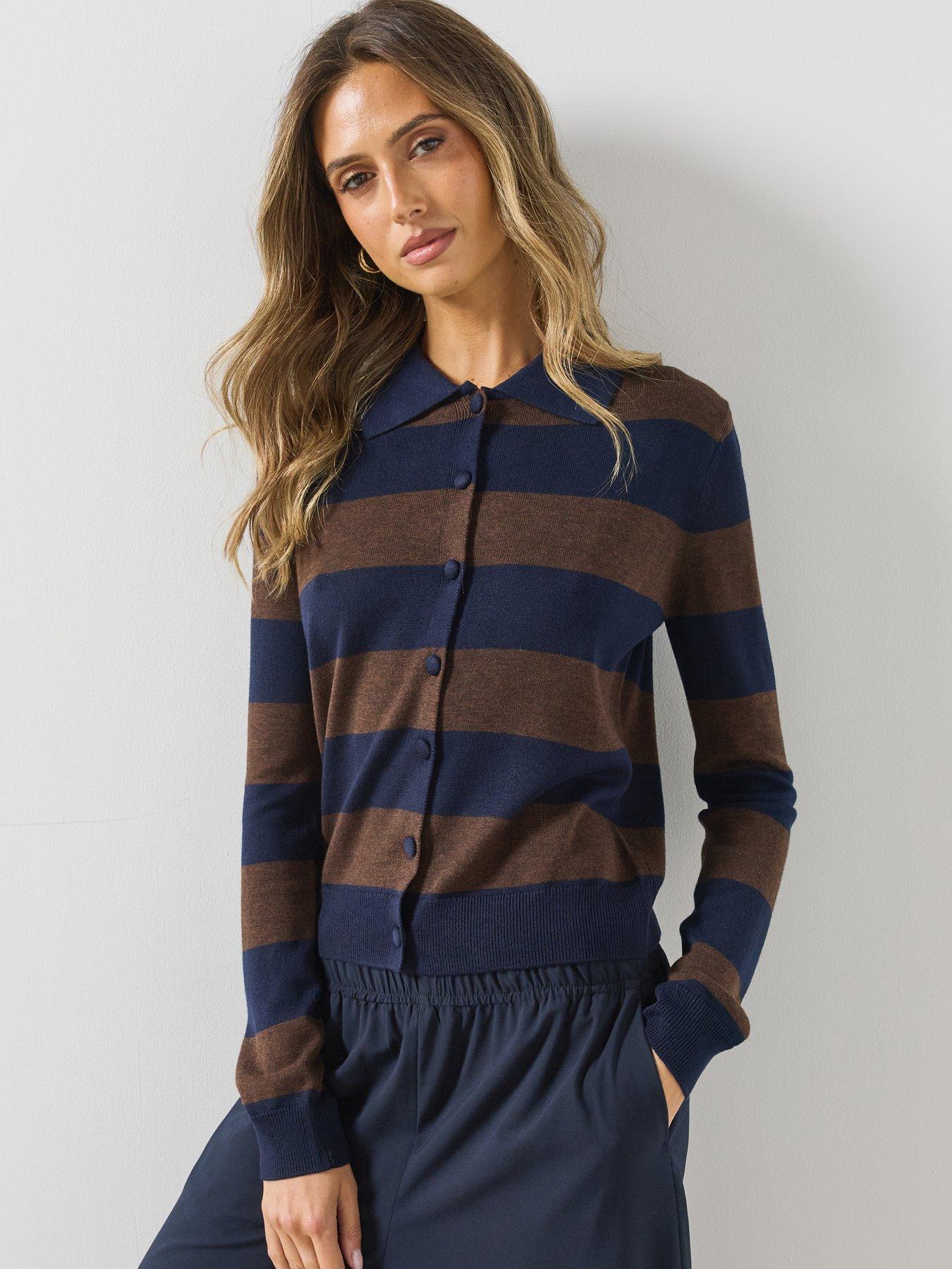 Image 4 of 5 of Mango Cardigan With Buttons And Lapel Collar-brown