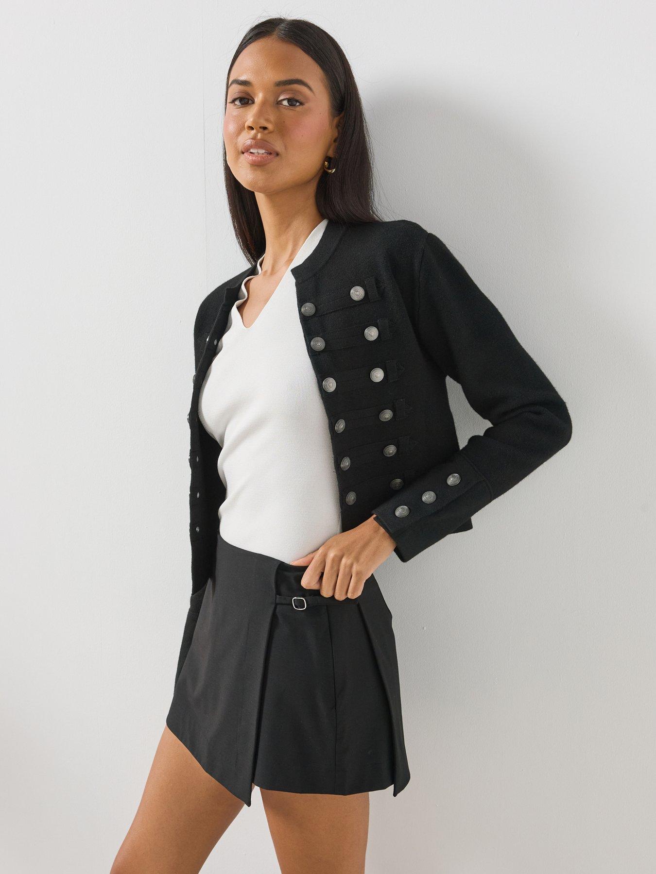Image 6 of 6 of Mango Mini Buckled Skirt - Black