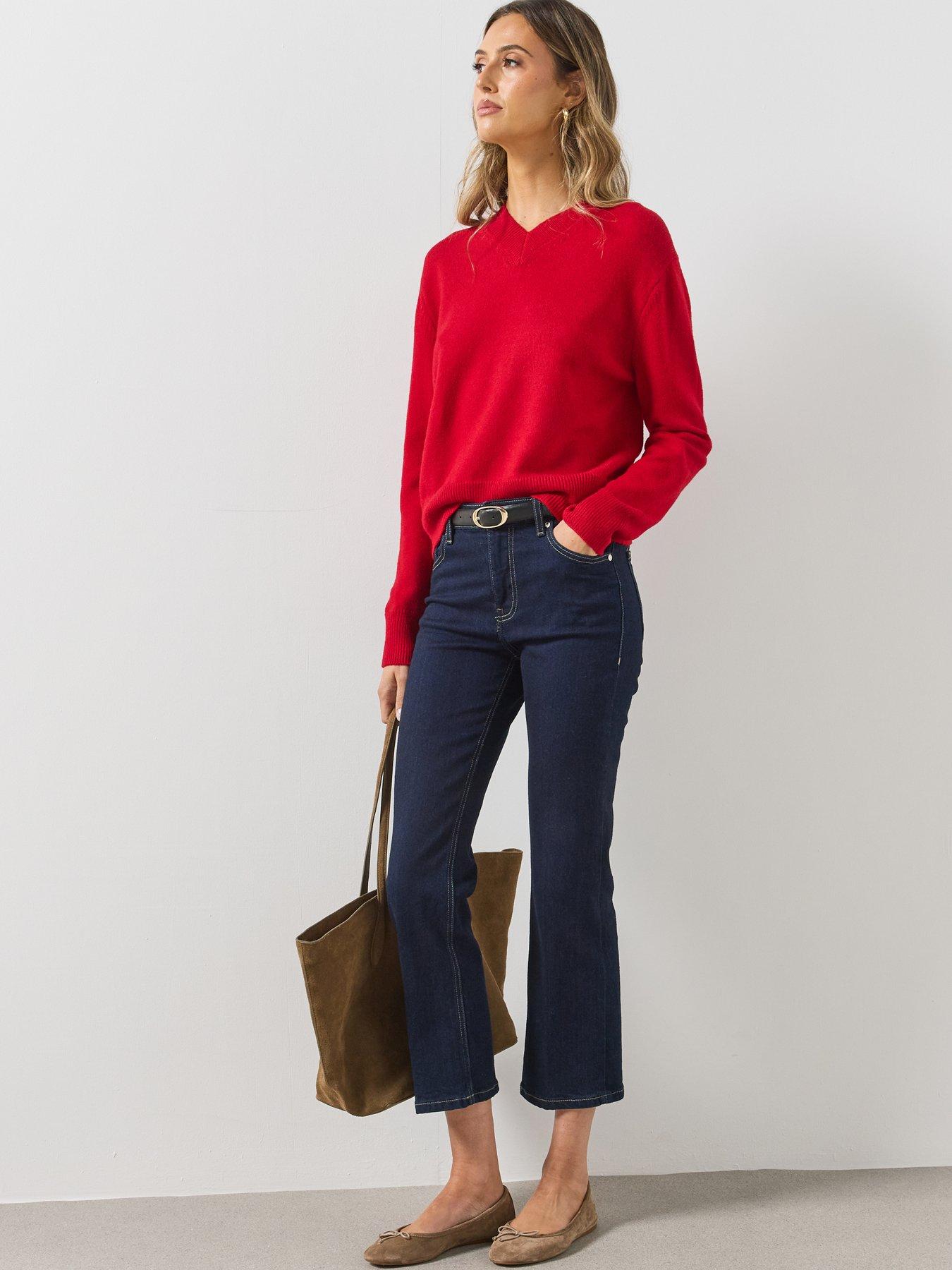 Image 3 of 6 of Mango V-neck Knit Sweater - Red