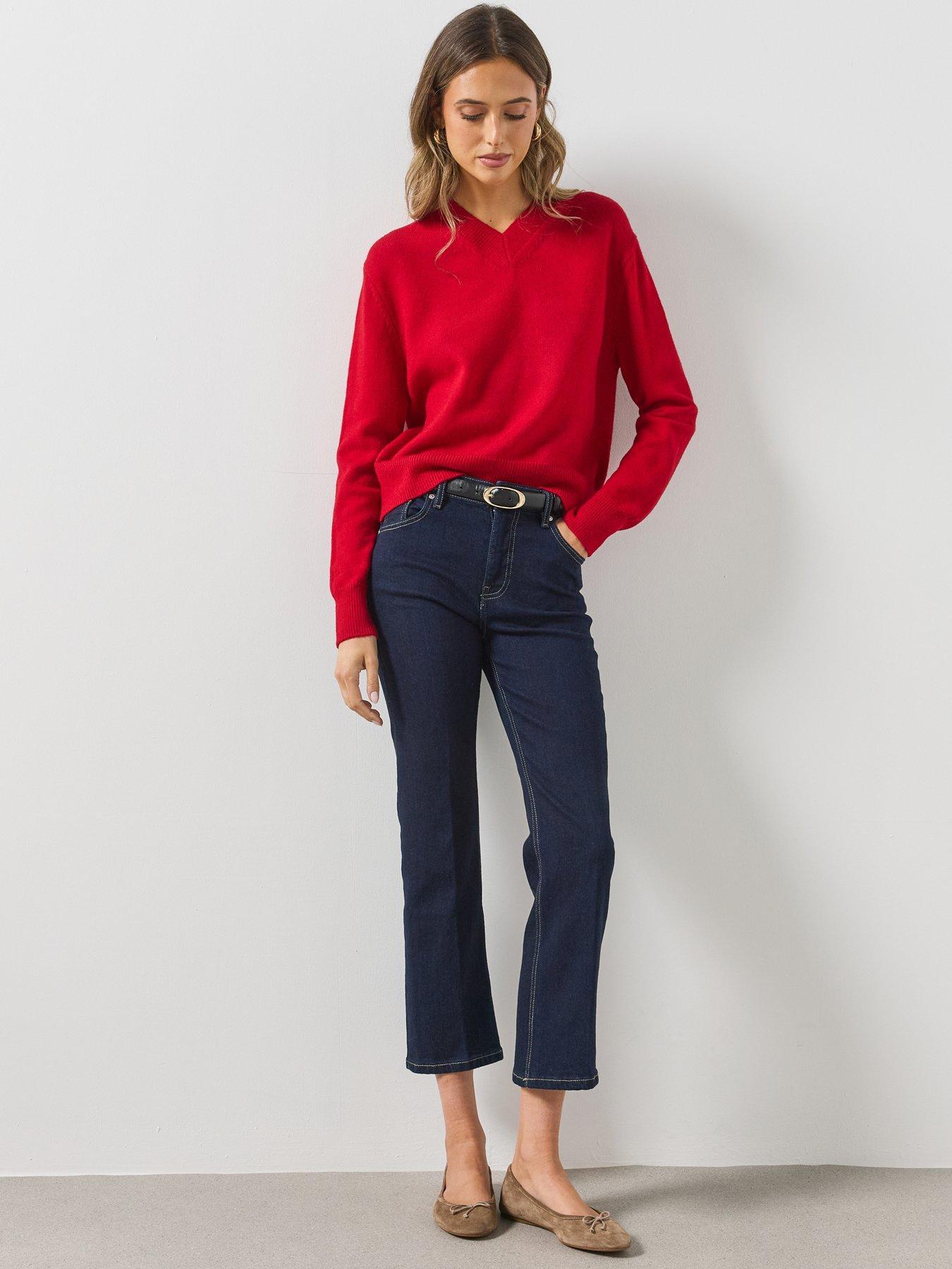Image 5 of 6 of Mango V-neck Knit Sweater - Red