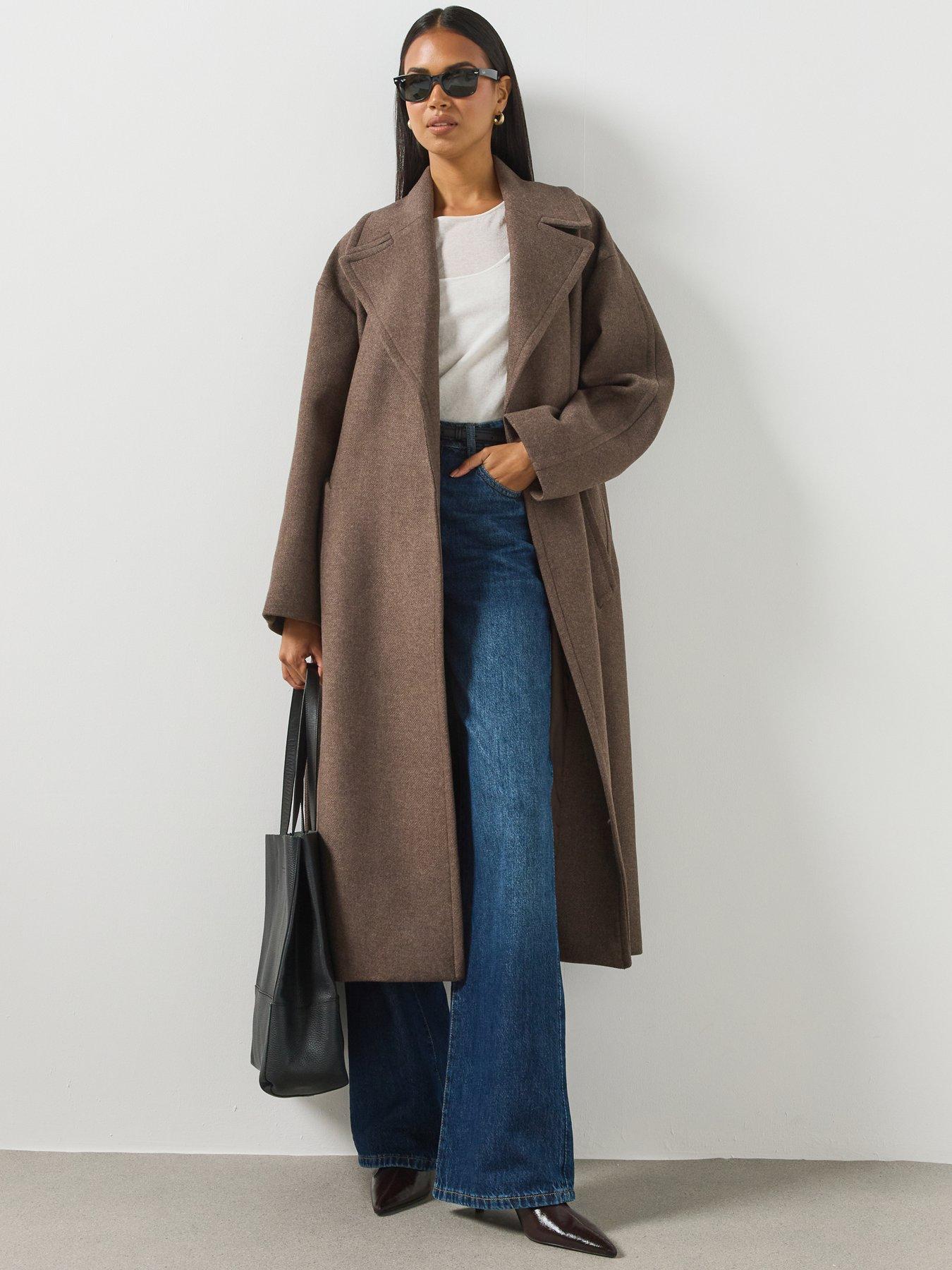 Image 3 of 6 of Mango Women's Belted Longline Coat - Brown